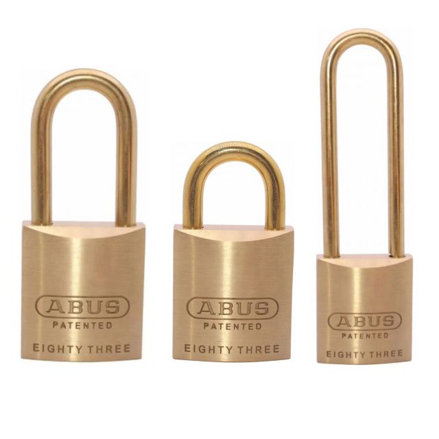 Abus 83MBIC/45 Brass Shackle IC Core Padlocks Prepped to Accept Small Format Cylinders - The Lock Source