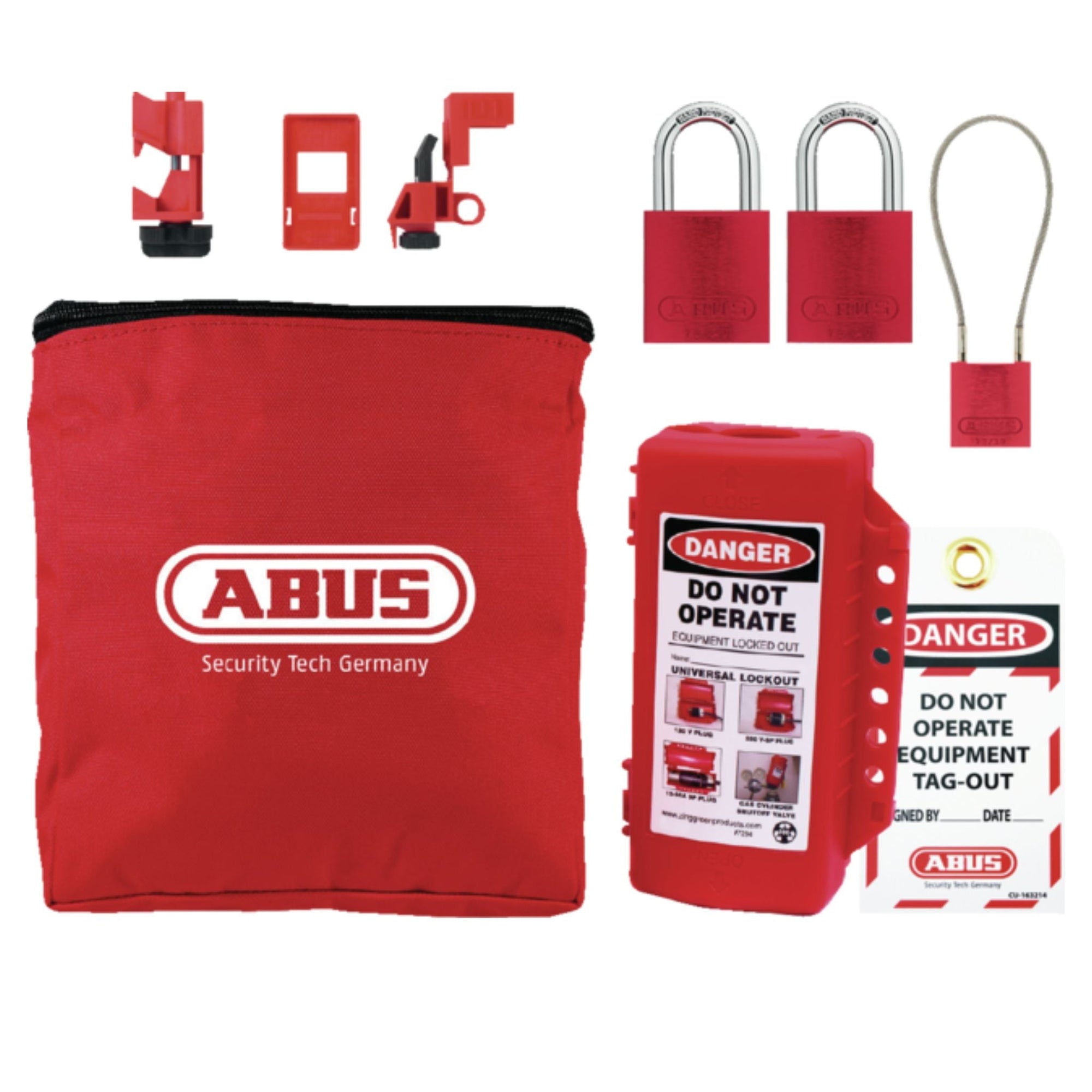 Abus K905 Standard Pouch Kit Stores and Organizes Lockout Devices In One Location with Large Red Pouch - The Lock Source