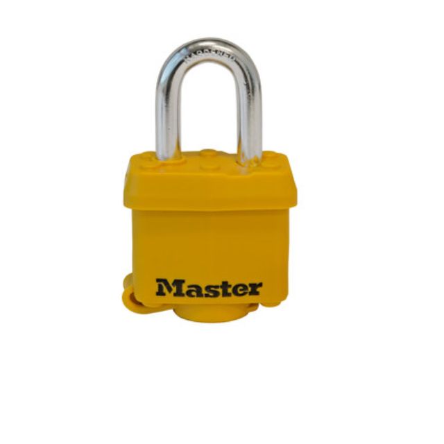 Master 315KAX2925 Outdoor Padlocks Covered With Yellow Thermoplastic - The Lock Source