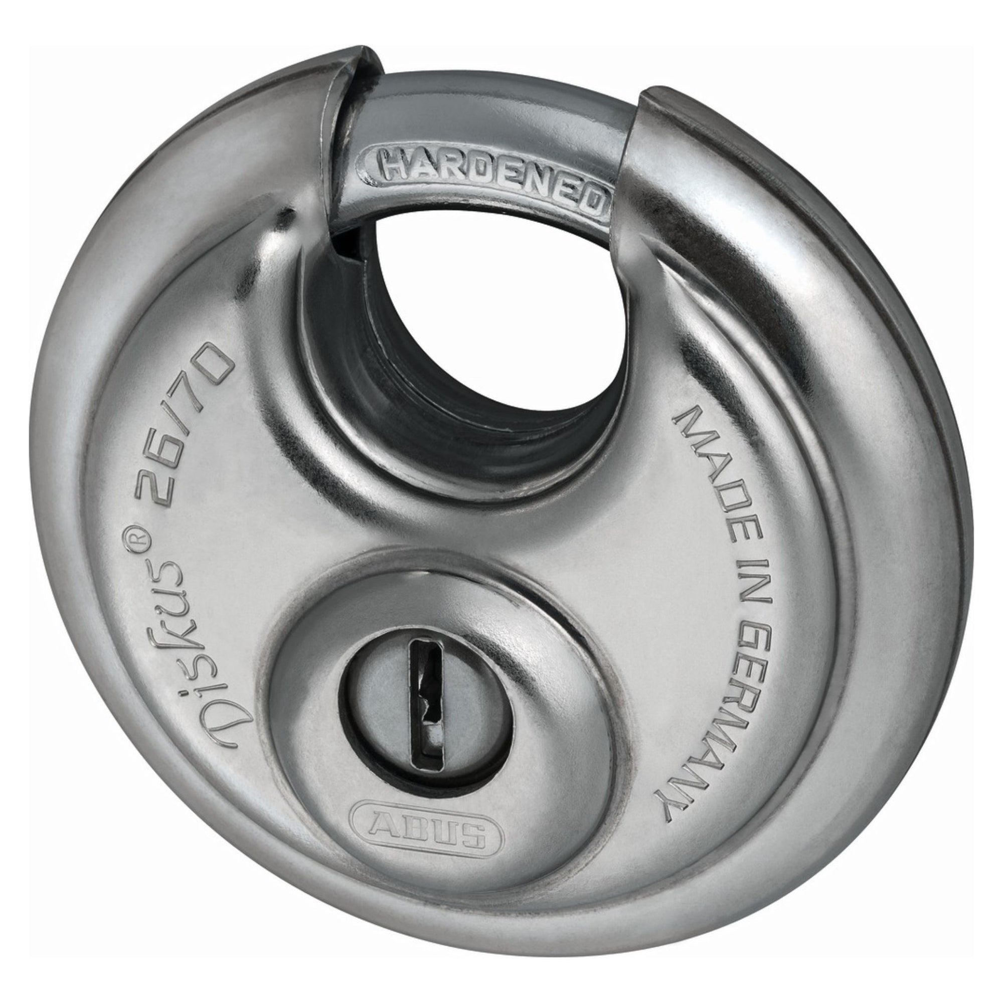 Abus 26/70 MK 0245 Diskus Lock Stainless Steel Disk Padlocks Master Keyed to Existing Key # MK0245 - The Lock Source