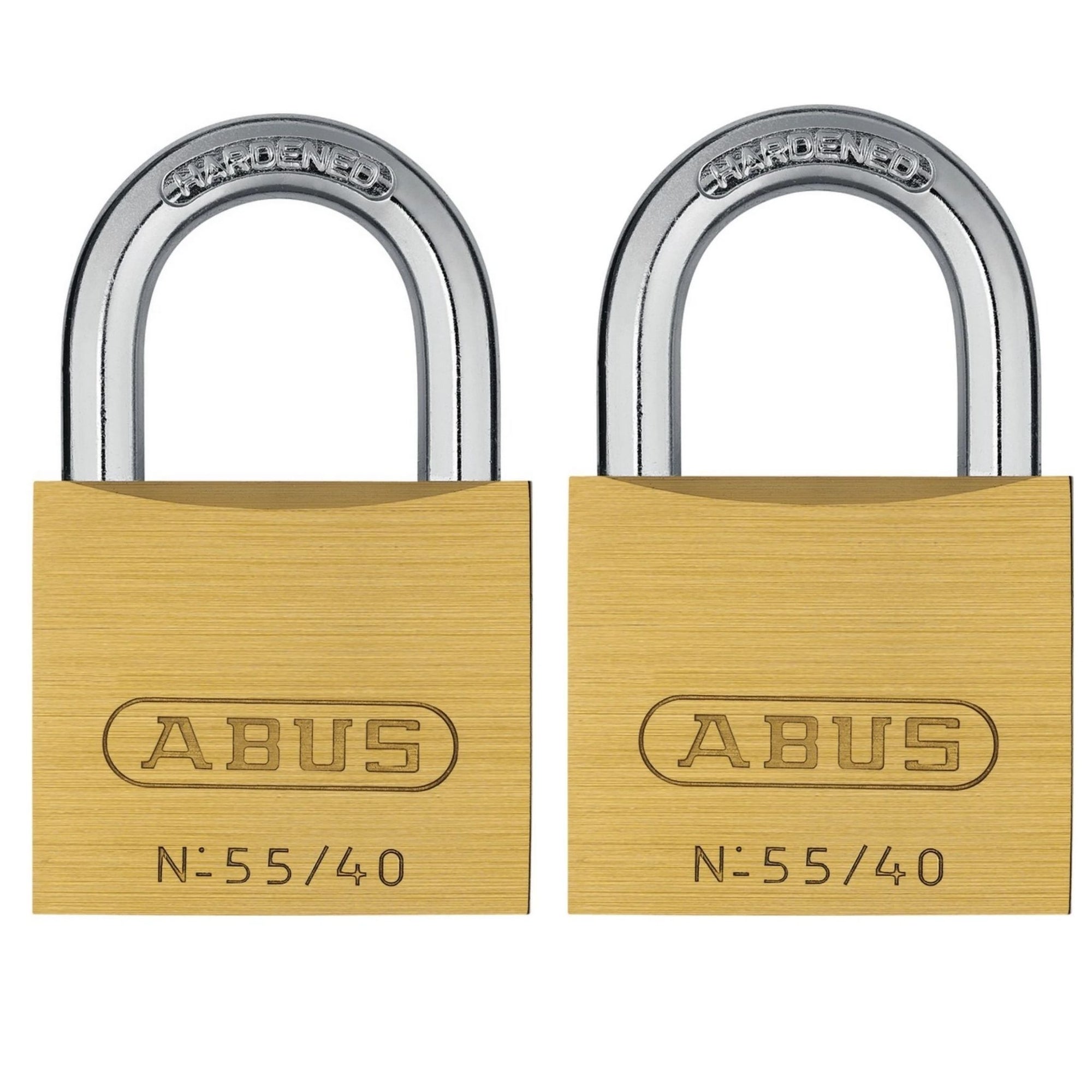 Abus 55/40 C KAx2 Brass Padlock Brass Locks Keyed Alike in Set of 2 - The Lock Source