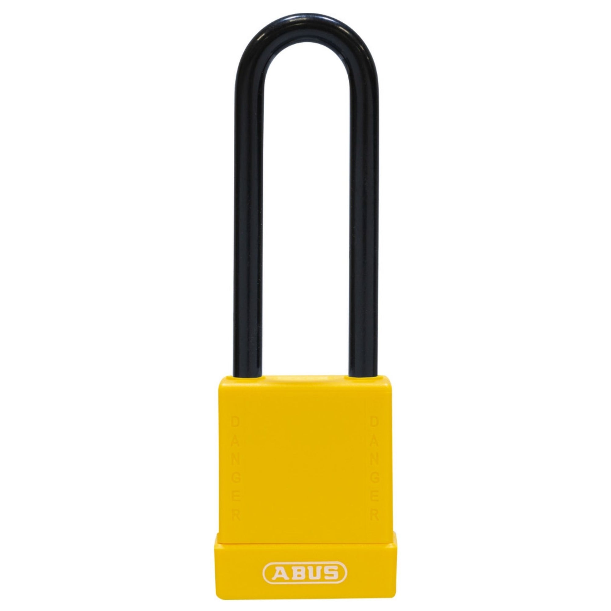 Abus 76IB/40HB75 Yellow Safety Lock with 3-Inch Plastic Covered Stainless Steel Shackle - The Lock Source