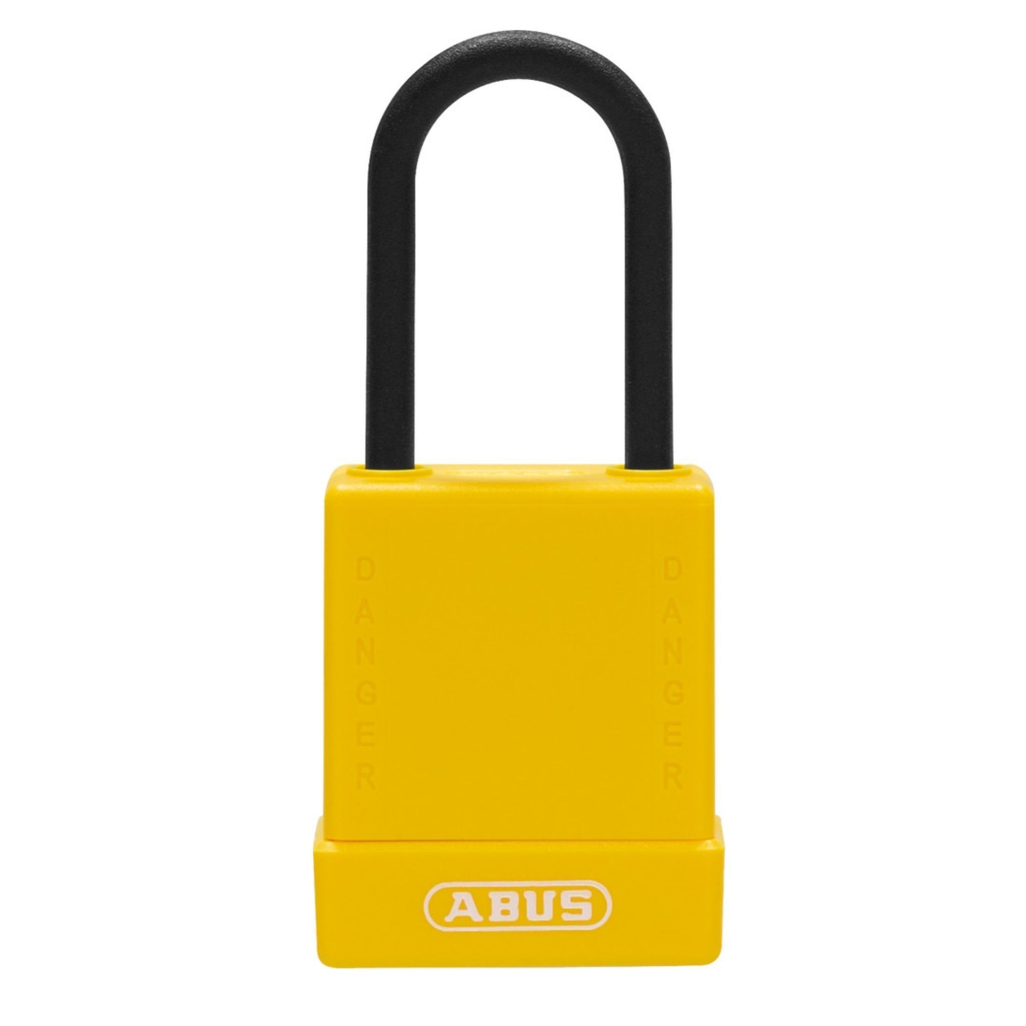 Abus 76PS/40 KA Yellow Safety Padlock, 1-1/2" Plastic-Covered Steel Shackle - The Lock Source
