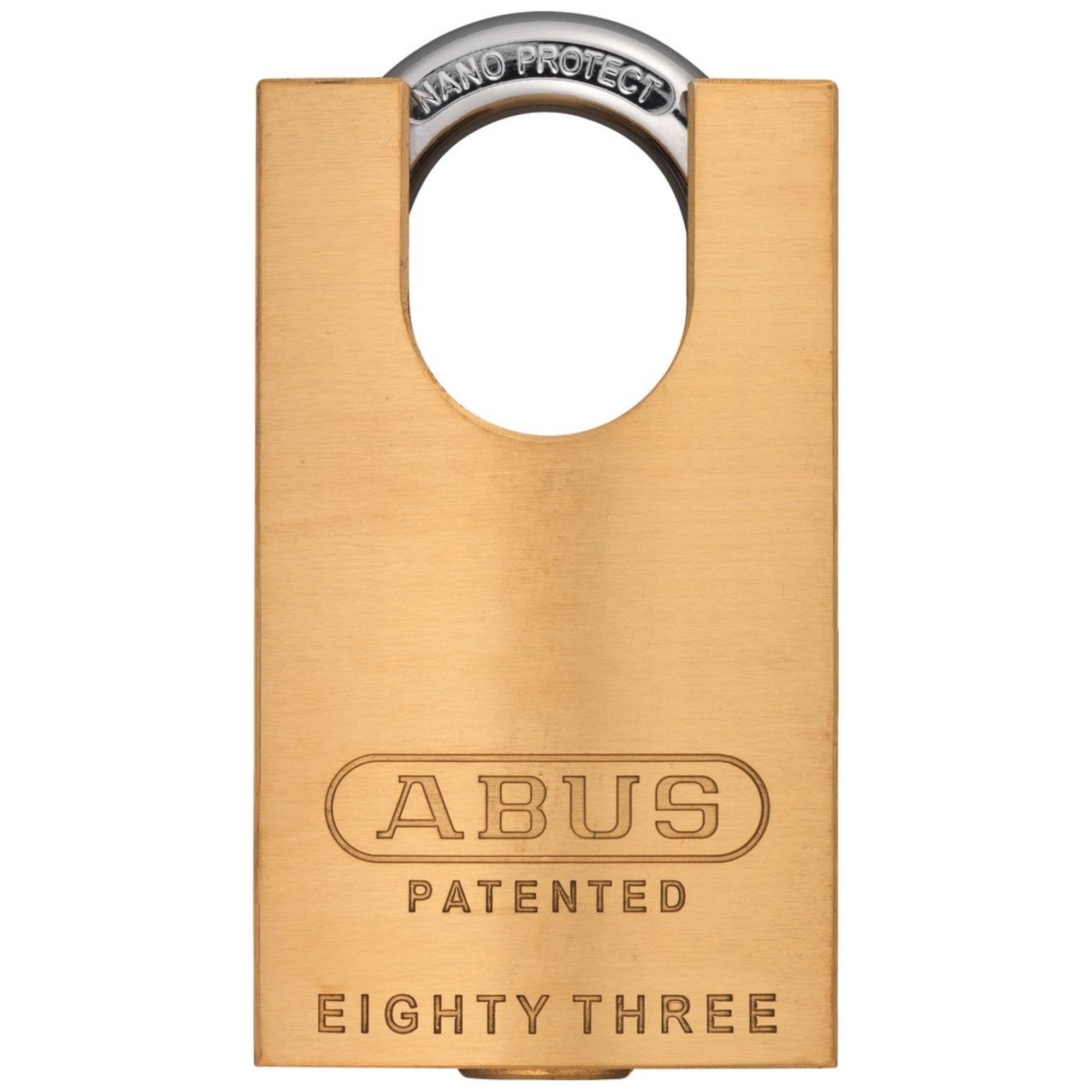 Abus 83CS/45-400 Brass Lock with Shackle Guard and Corbin Russwin Composite Keyway - The Lock Source