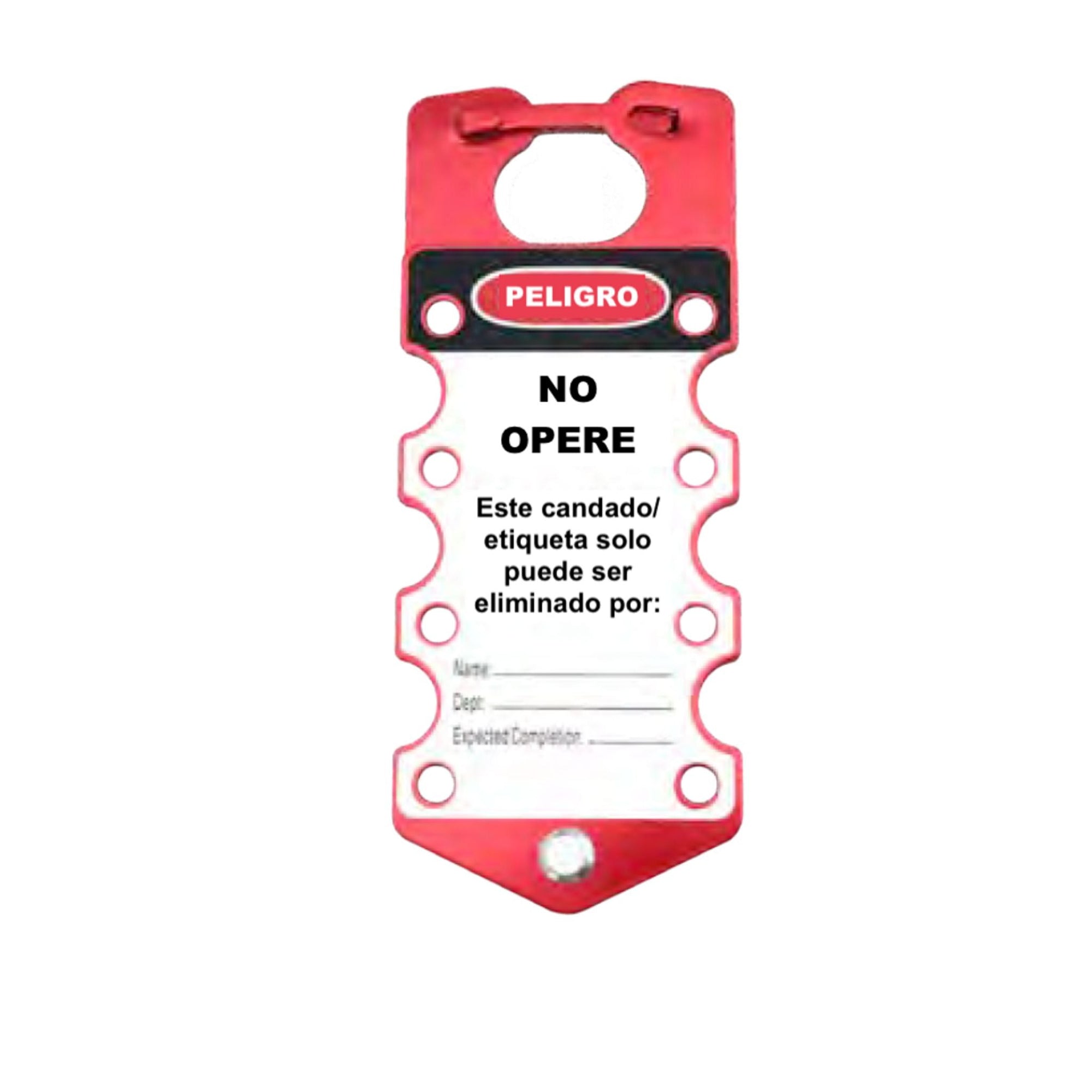 Abus 18034 Aluminum Labeled Hasp in Spanish Language Allows Direct Messaging During LOTO Procedure - The Lock Source