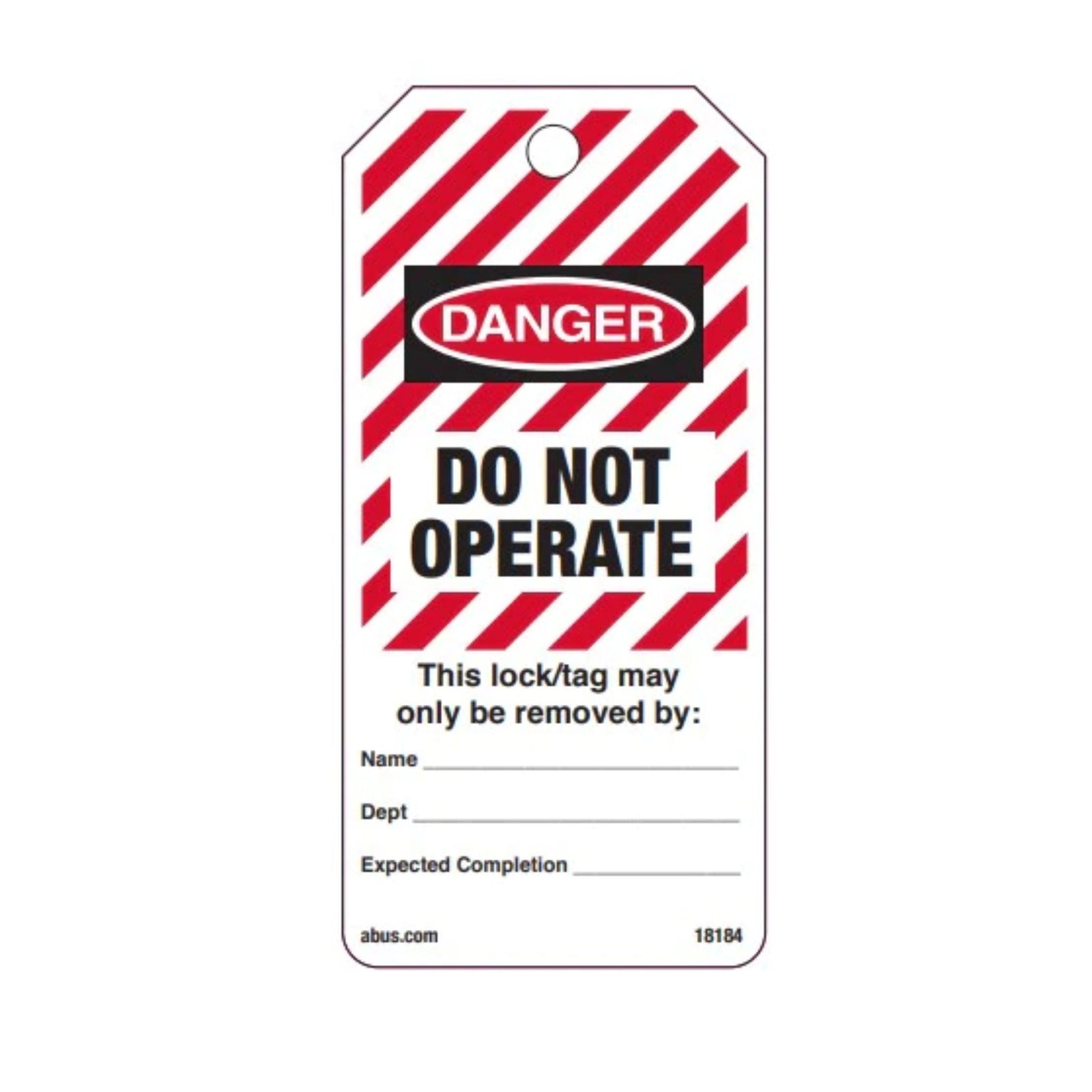 Abus 18184 Red DO NOT OPERATE Safety Tags On A Roll of 100 Lockout Safety Tags - The Lock Source
