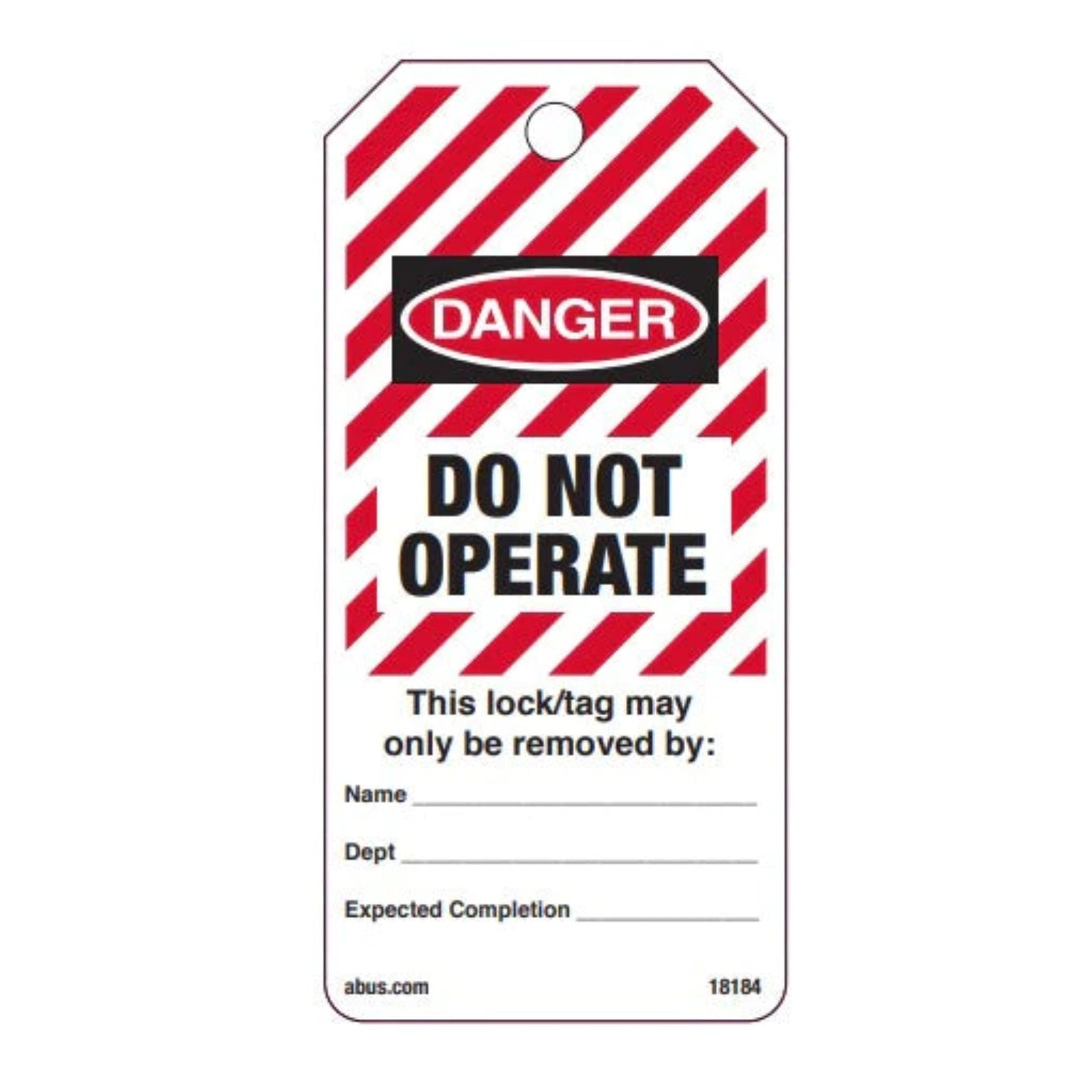 Abus 18185 Red DO NOT OPERATE Safety Tags On A Roll of 250 Lockout Safety Tags - The Lock Source