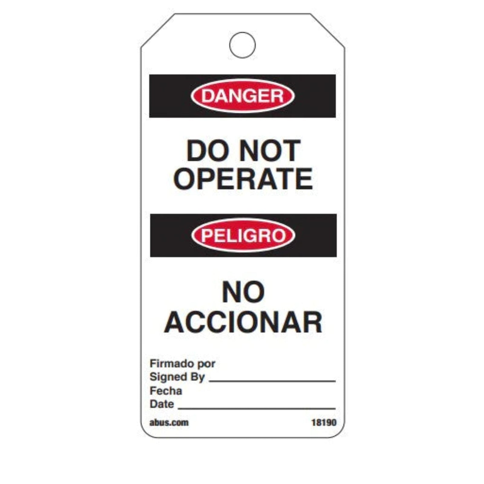 Abus 18191 Tags On A Roll White DO NOT OPERATE Safety Tags English & Spanish Language Rolls of 250 - The Lock Source