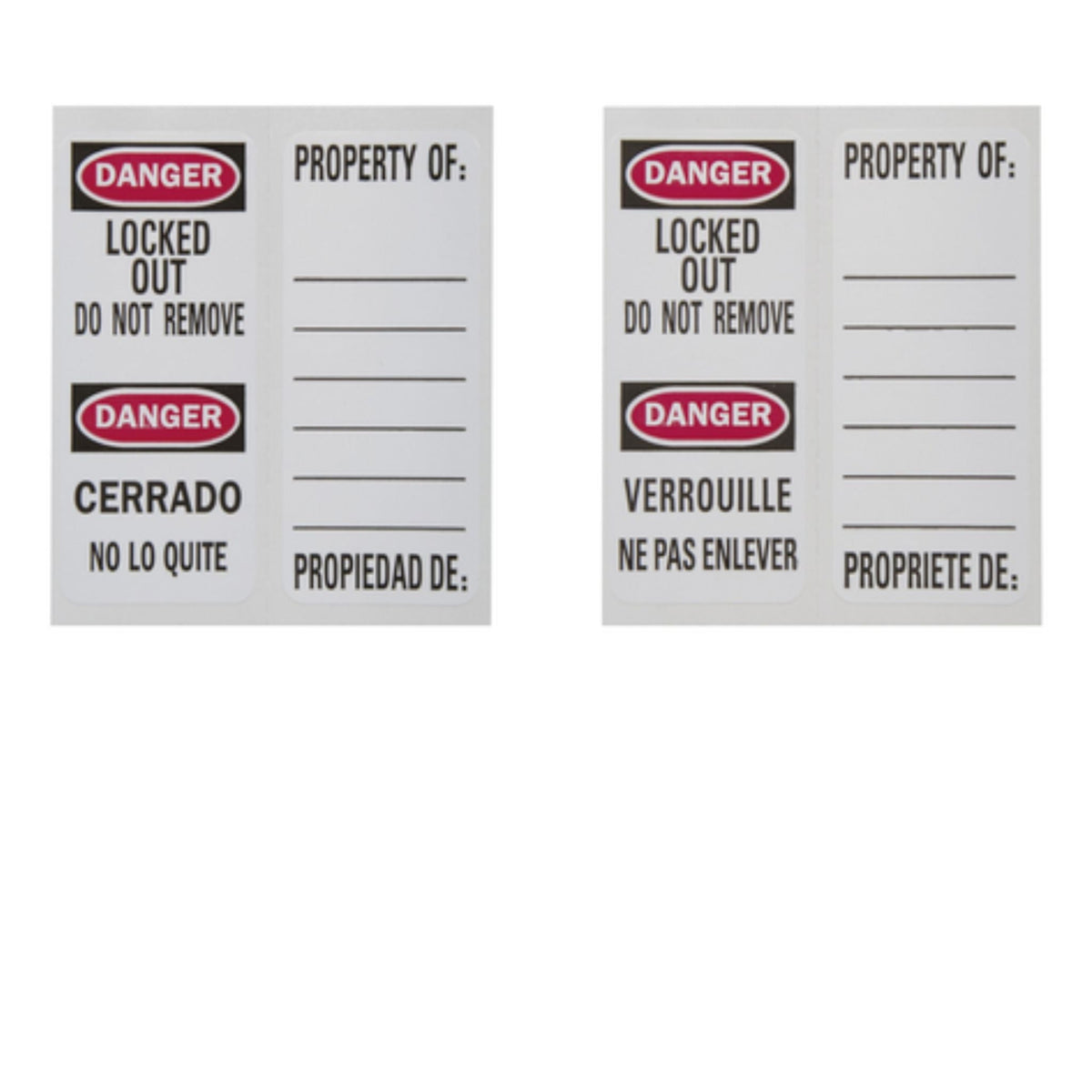 Abus 990342C Lockout Label 1-Inch by 2-3/8&quot; English, Spanish and French Labels - The Lock Source