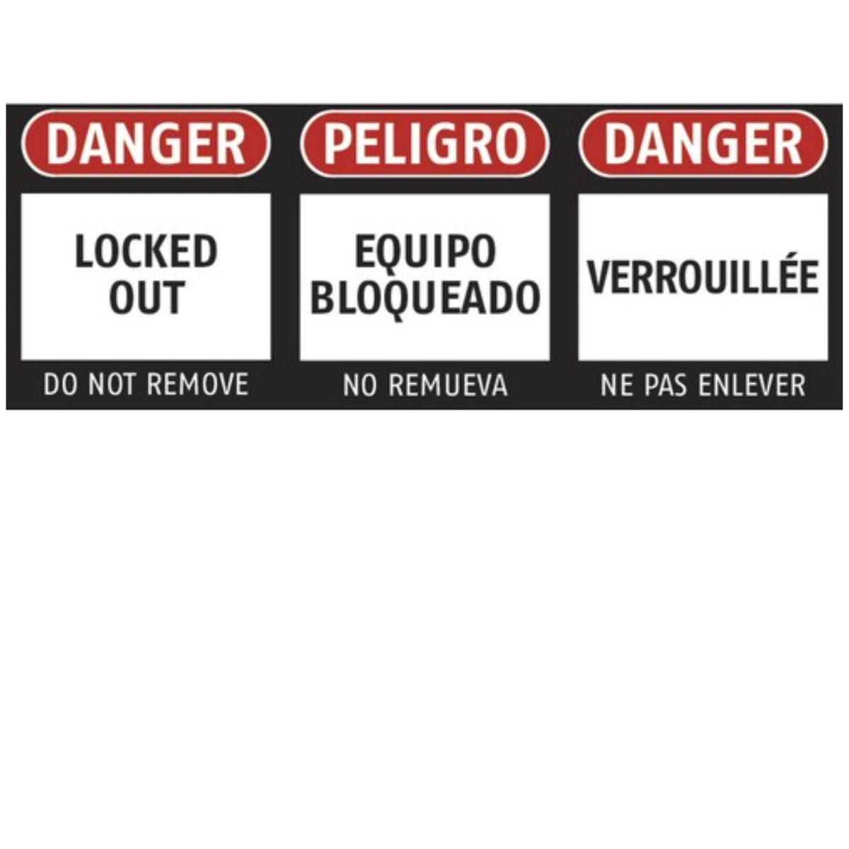 Abus 990342 Lockout Label 1-Inch by 1-3/16&quot; English, Spanish and French Labels - The Lock Source