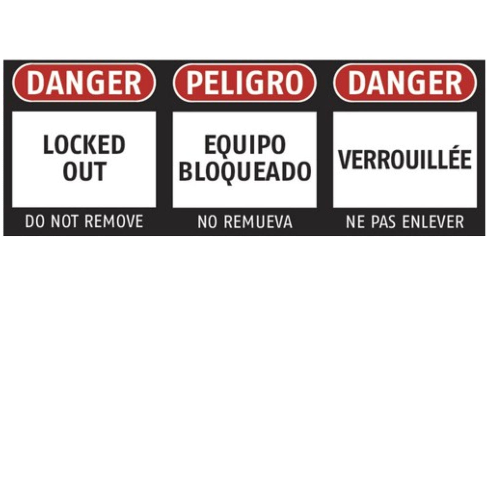 Abus 990342 Lockout Label 1-Inch by 1-3/16" English, Spanish and French Labels - The Lock Source