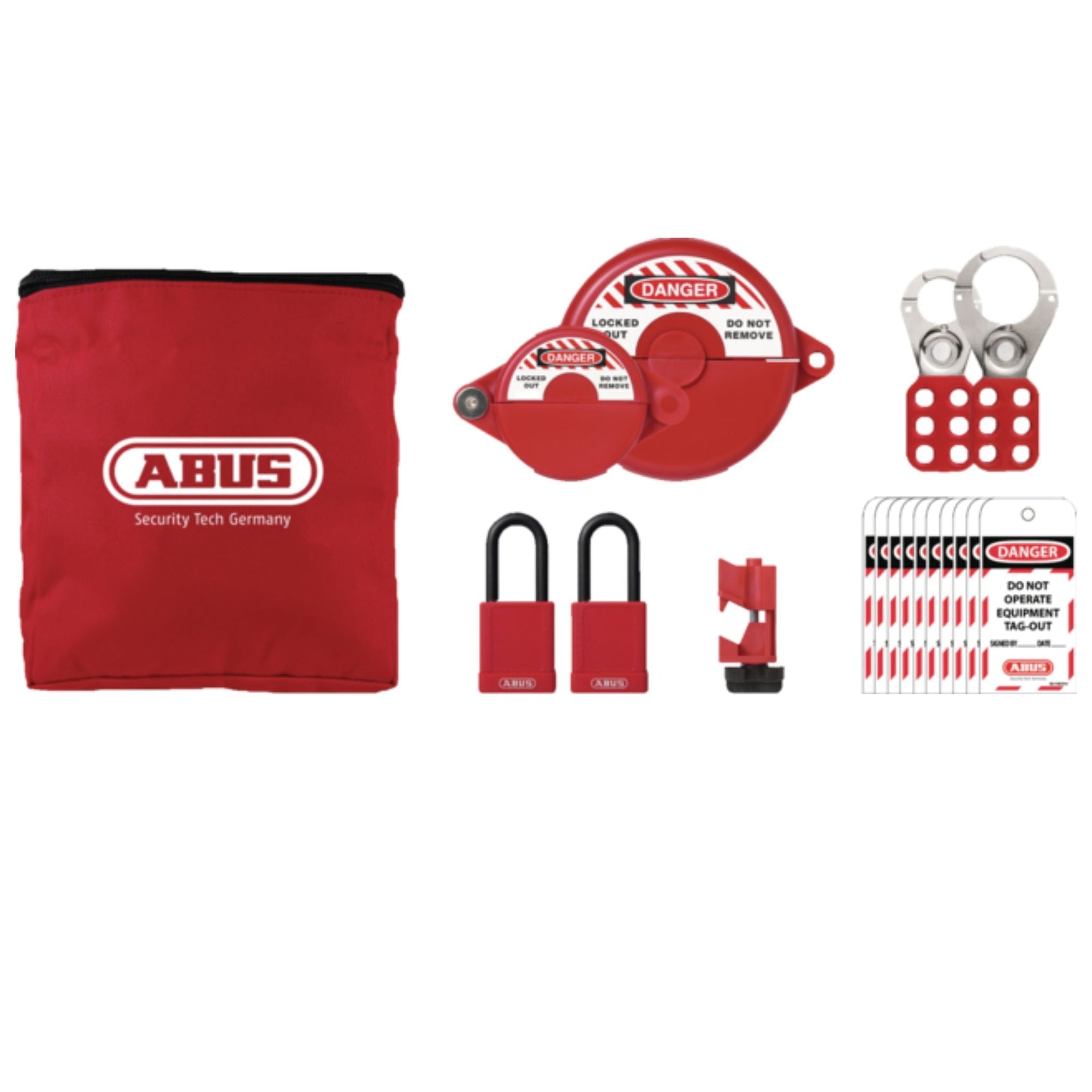 Abus K900 Basic Pouch Kit Stores and Organizes Lockout Devices In One Location with Small Red Pouch - The Lock Source