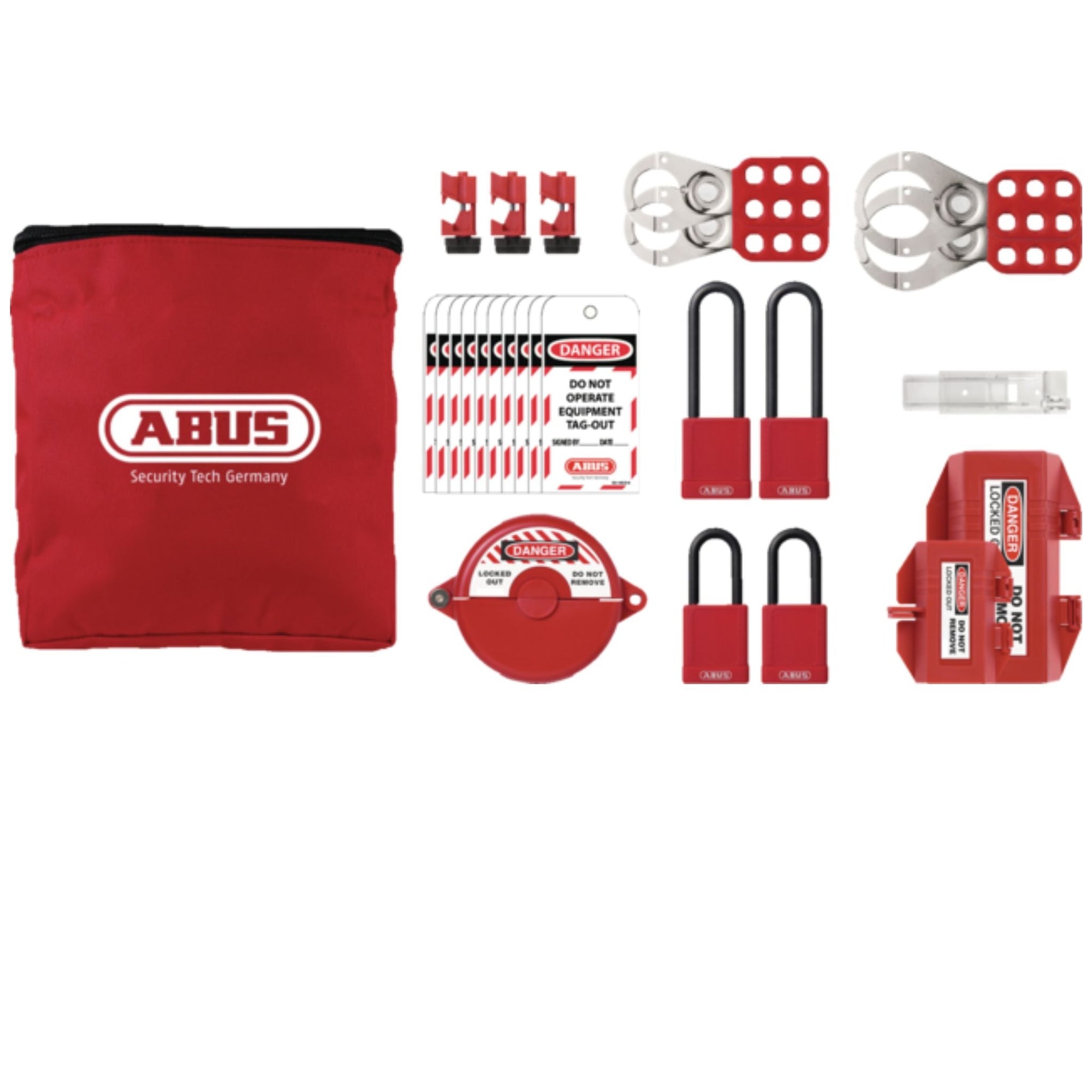 Abus K915 Deluxe Pouch Kit Stores and Organizes Lockout Devices In One Location with Red Pouch - The Lock Source