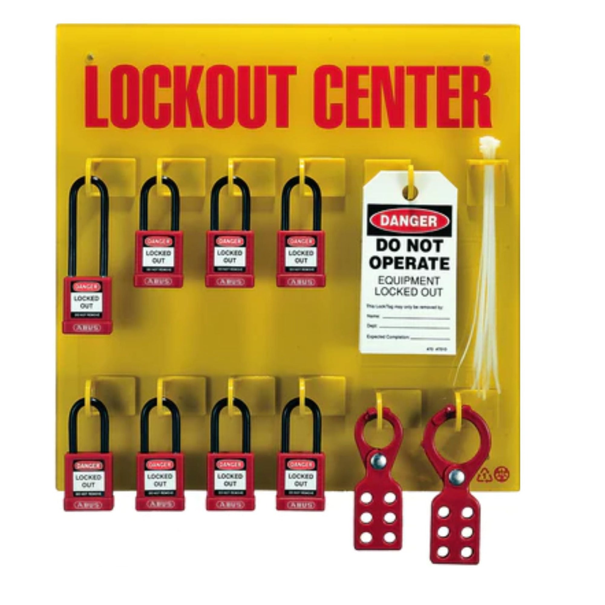 Abus K982  (71140) Medium Starter Lockout Board Includes 8 Locks, 6 Hasps & 10 Tags - The Lock Source