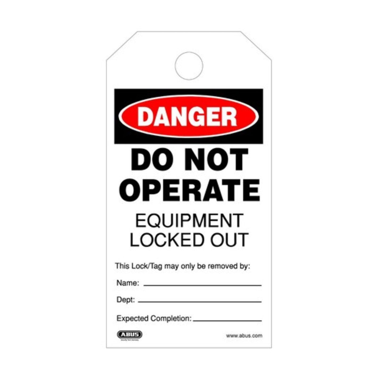Abus T200 (73008) High-Quality Plastic DO NOT OPERATE Safety Tags Pack-of-10 for Lockout Applications - The Lock Source