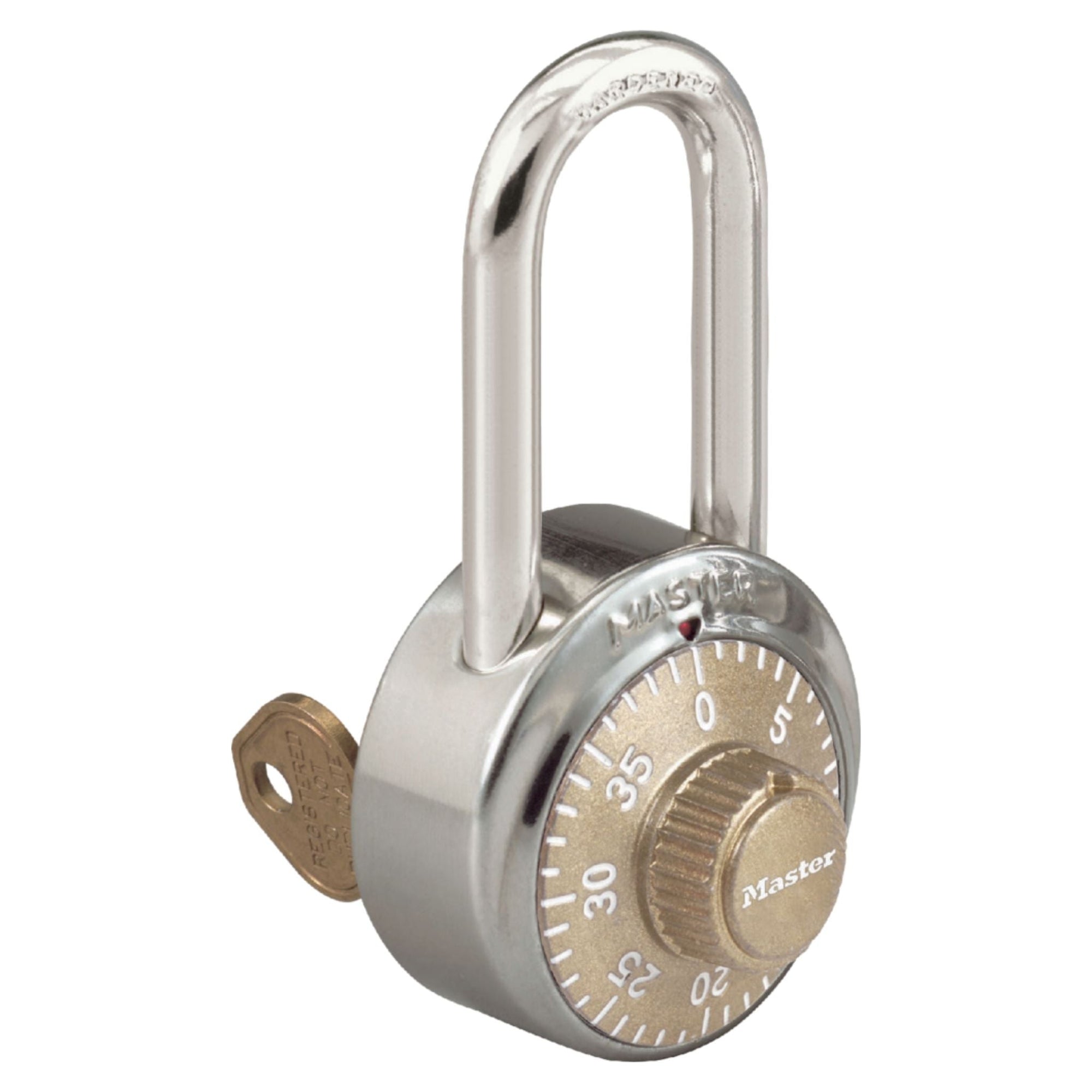 Master Lock 1525LH GLD V22 Gold Dial Combination Locker Padlock with Key Override - The Lock Source