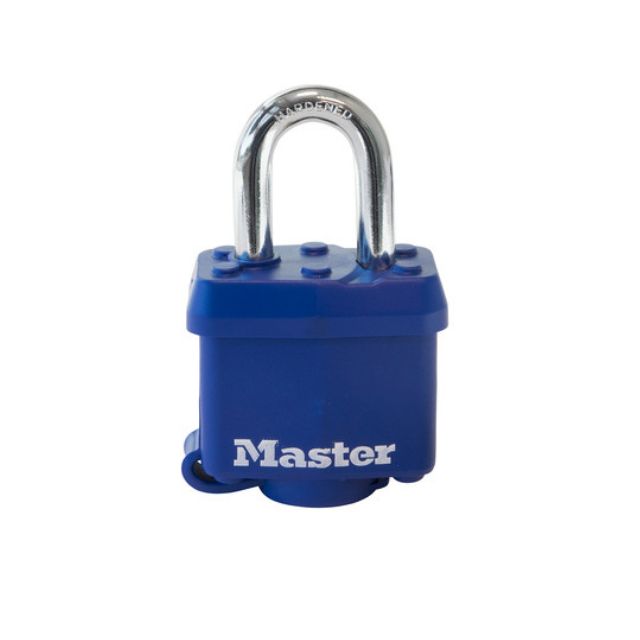 Master 312KALH-2892 Laminated Stee; Pin Tumbler Padlocks With Blue Thermoplastic Cover For Outdoor Usage - The Lock Source