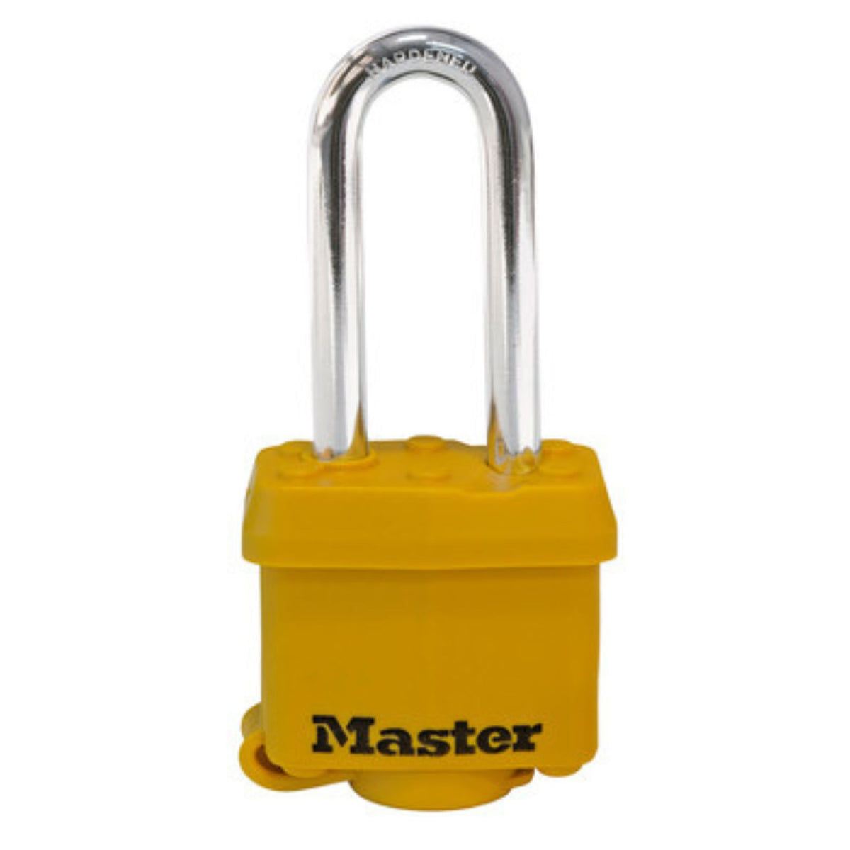 Master Lock 315LH Covered Yellow Padlock Laminated Steel Keyed Different (KD) With 2-Inch Shackle - The Lock Source