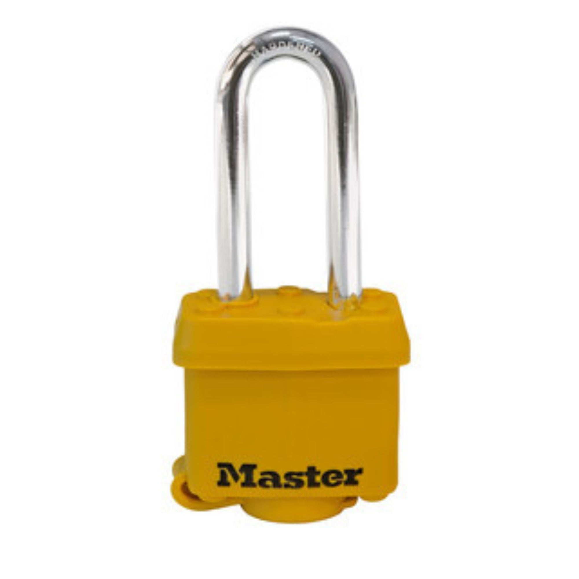 Master Lock 315MKLH Covered Yellow Padlock Laminated Steel Master Keyed (MK) With 2-Inch Shackle - The Lock Source