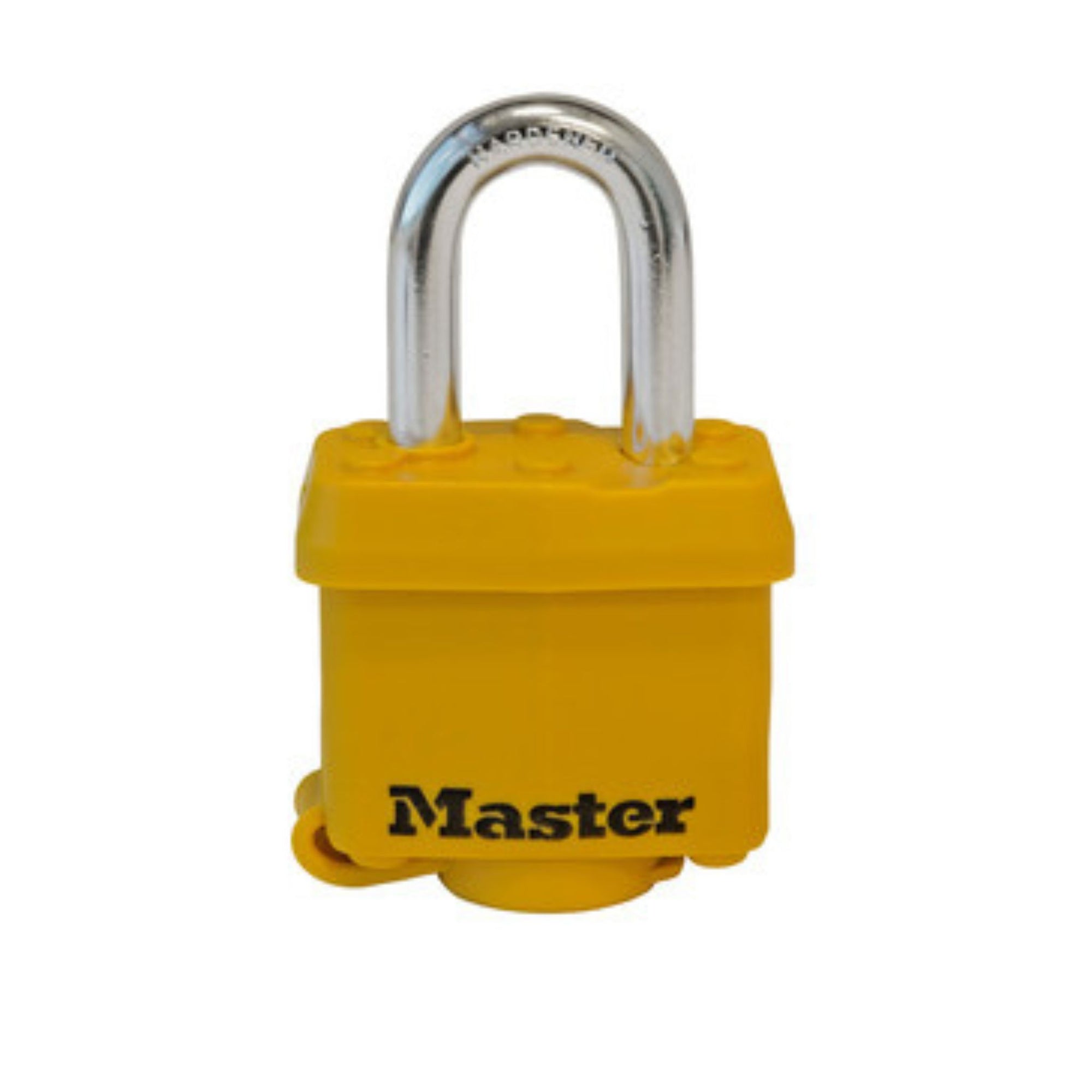 Master Lock 315KD Covered Yellow Padlock Laminated Steel Keyed Different (KD) - The Lock Source