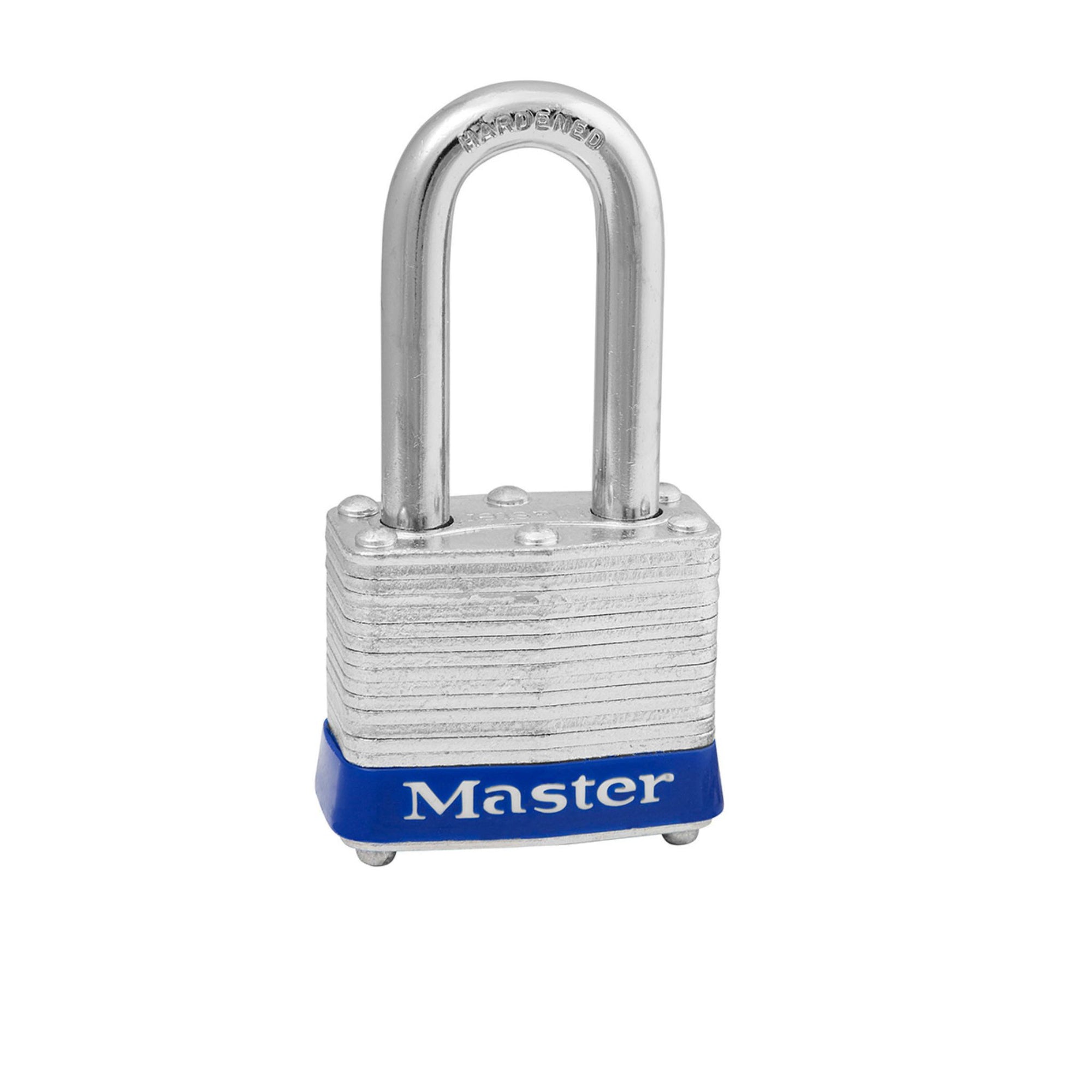 Master Lock 3KALFBLU Laminated Steel Padlock Keyed Alike With Blue Bumper - The Lock Source