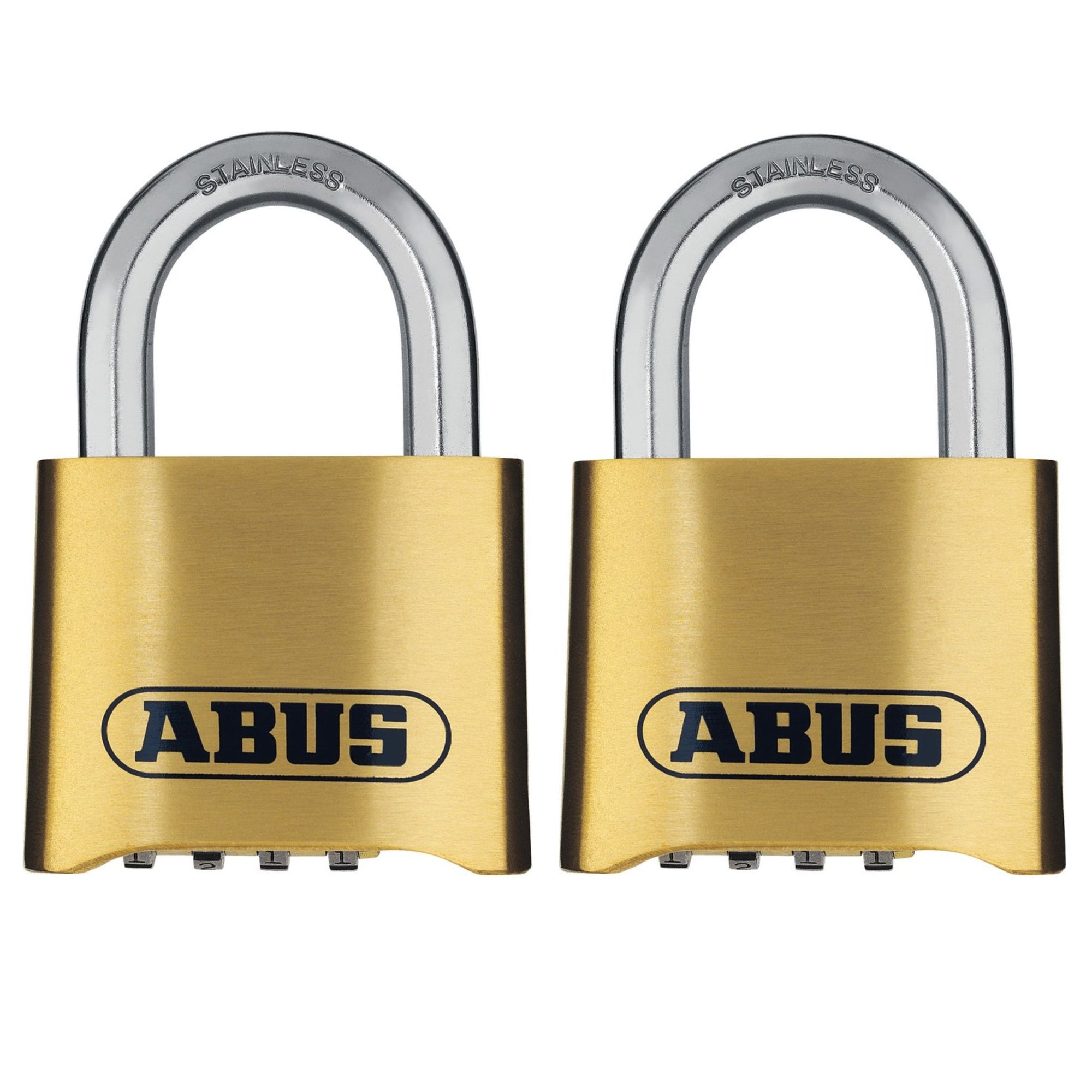 Abus 180IB/50 Brass Combination Padlock Set, Two Brass Padlocks - The Lock Source