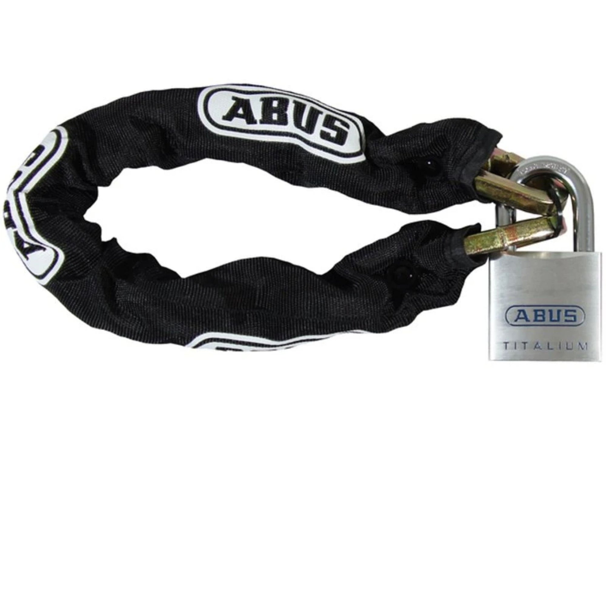 Abus 10KS Chain & Sleeve with 80TI/50 Lock - 2-Foot Pre-Cut Chain with Fitted Nylon Sleeve, 3/8" Thick Security Chains (10KS) with Titanium Padlock Included - The Lock Source