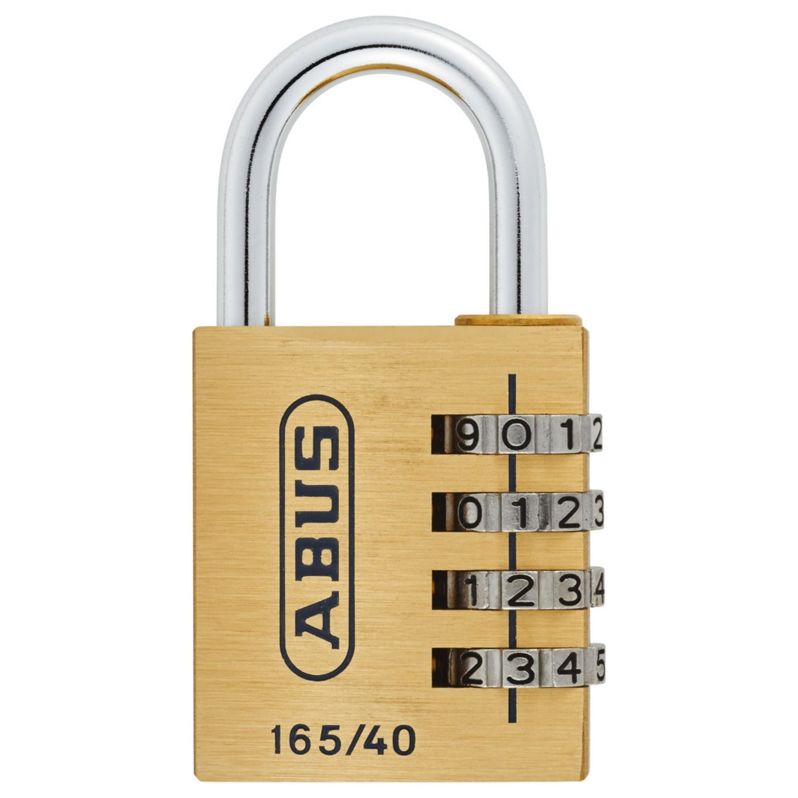 Abus 165/40 Resettable Combination Lock Brass 4-Digit Dial Combinations Padlock - The Lock Source