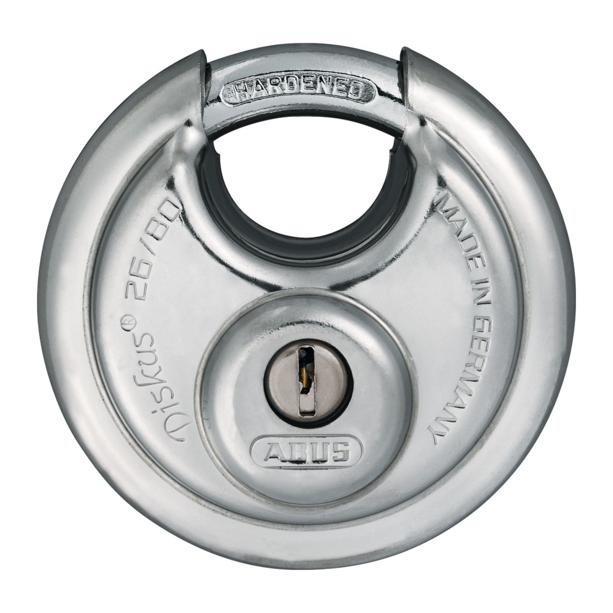 Abus 26/80 KD Diskus Lock Keyed Different Stainless Steel Disk Padlocks - The Lock Source