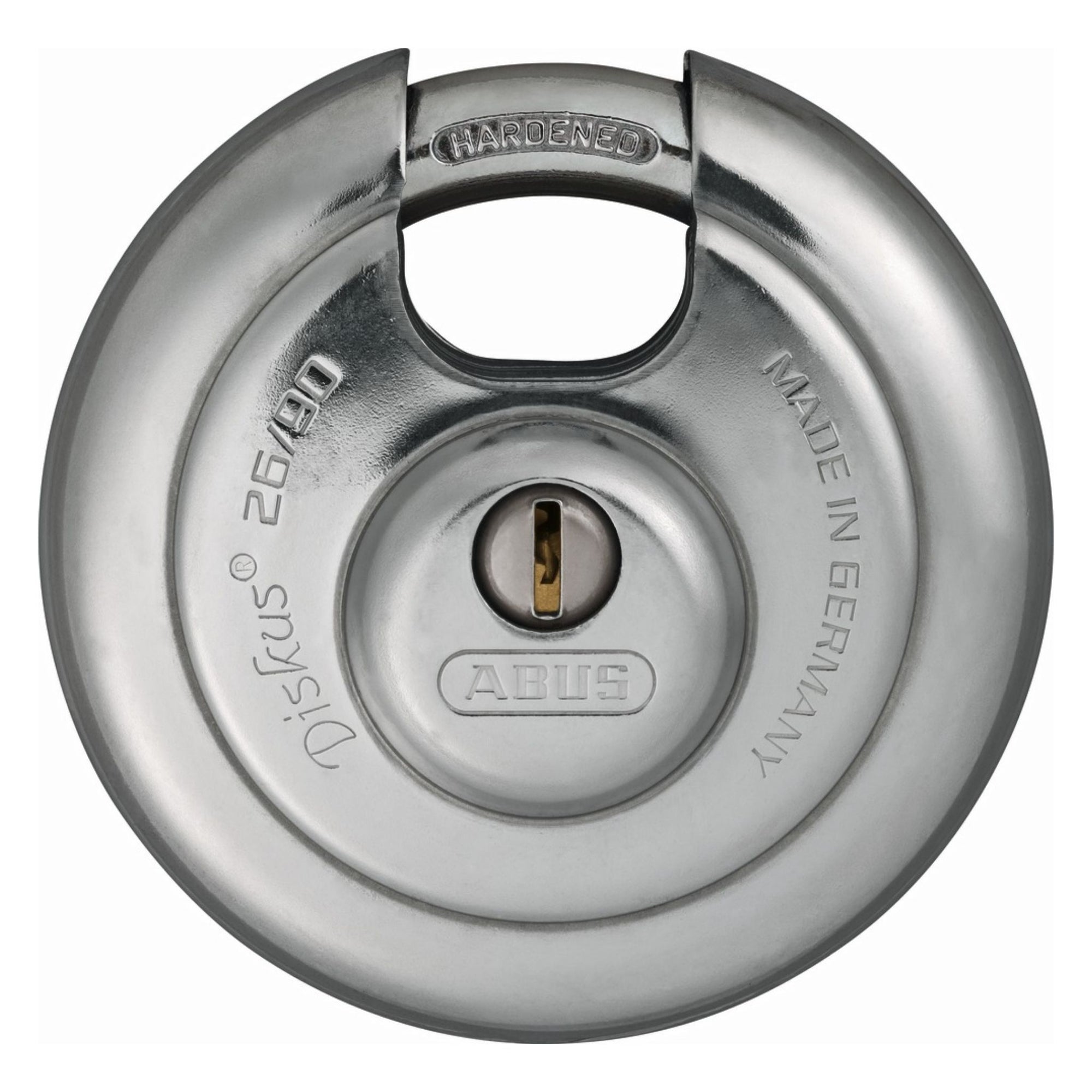 Abus 26/90 KD Diskus Lock Keyed Different Stainless Steel Disk Padlocks - The Lock Source