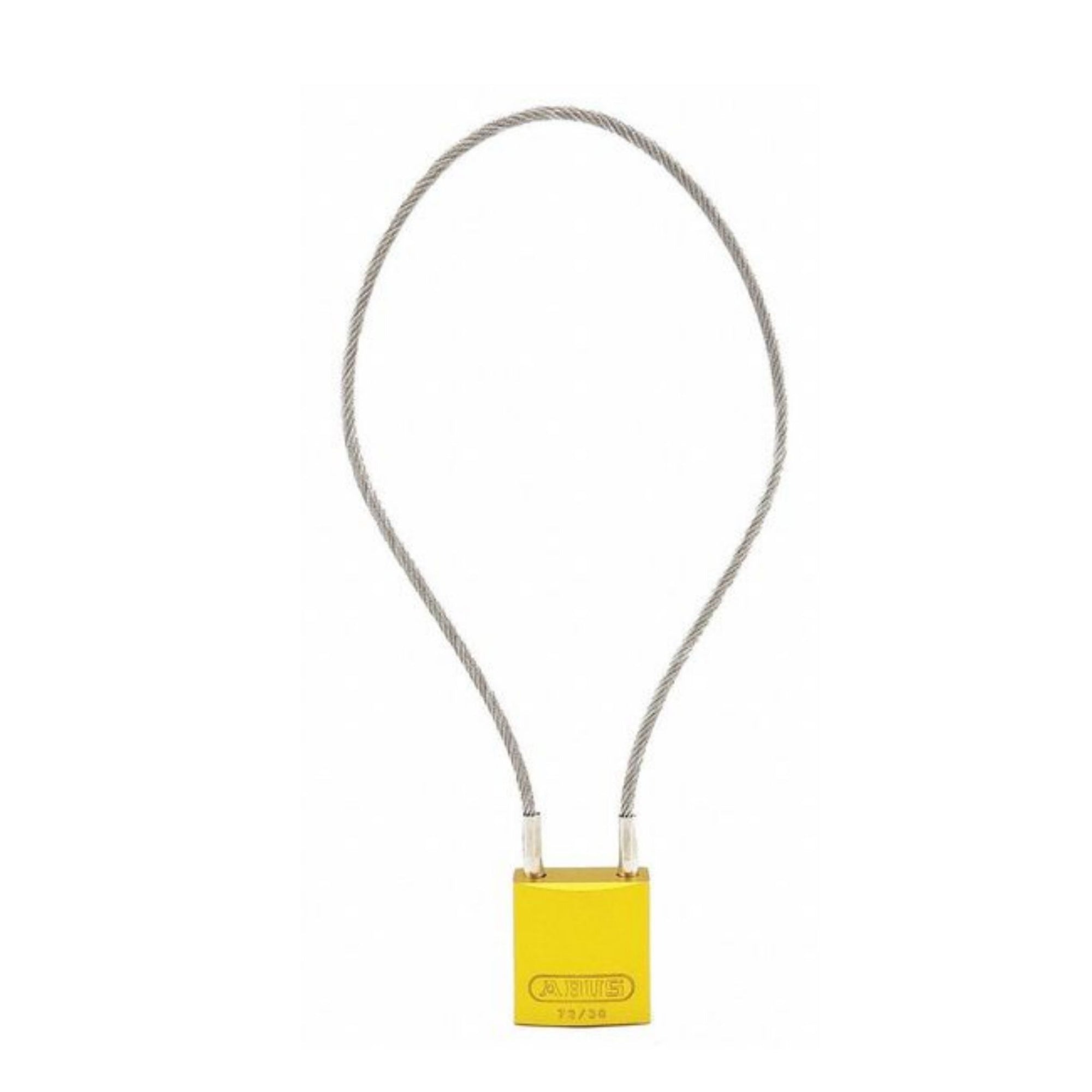 Abus 72/30CAB40 KAX3 Yellow Aluminum Safety Padlock with 8-Inch Cable Keyed Alike in Set-of-3 Padlocks - The Lock Source