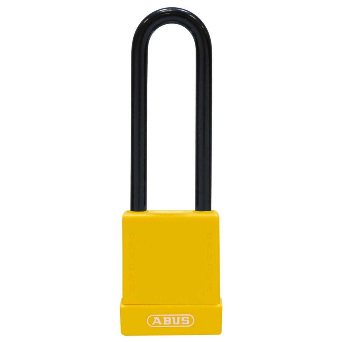 Abus 76PS/40 Yellow Safety Lock with 3-Inch Steel Shackle Covered by Plastic Sleeve - The Lock Source
