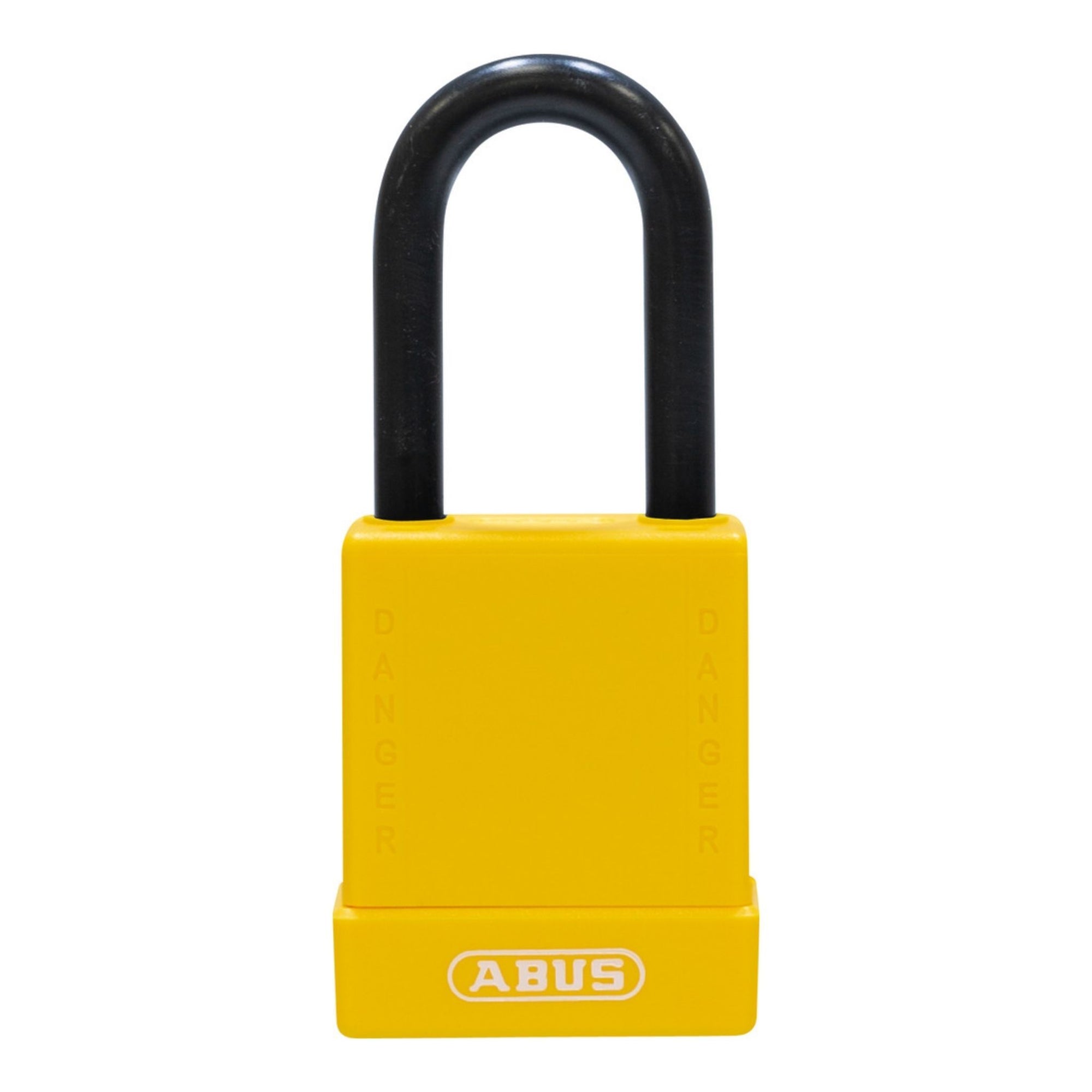 Abus 76PS/40 Yellow Safety Lock with Steel Shackle Covered by Plastic Sleeve - The Lock Source