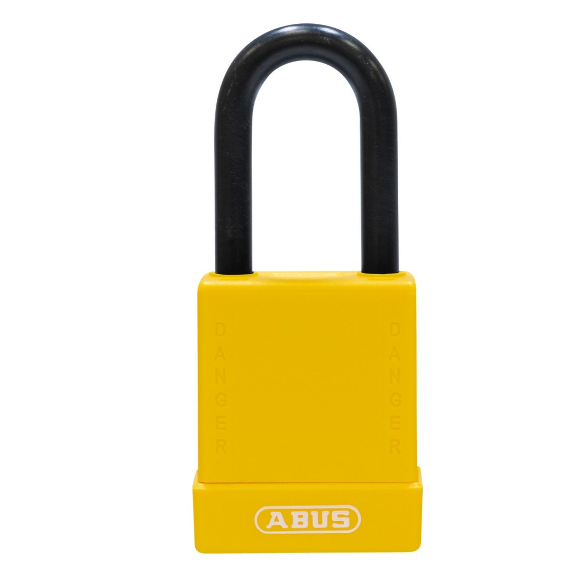 Abus 76/40 KA Keyed Alike Yellow Safety Padlock with Steel Shackle and Nylon Sleeve - The Lock Source