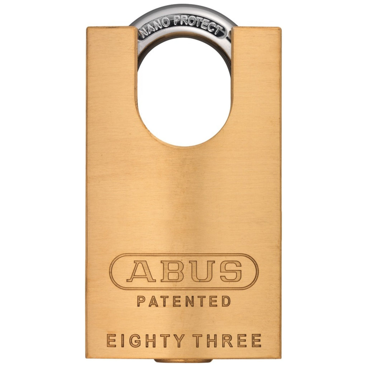 Abus 83CS/45-300 Brass Lock with Shackle Guard and Schlage 5-Pin C-Keyway - The Lock Source