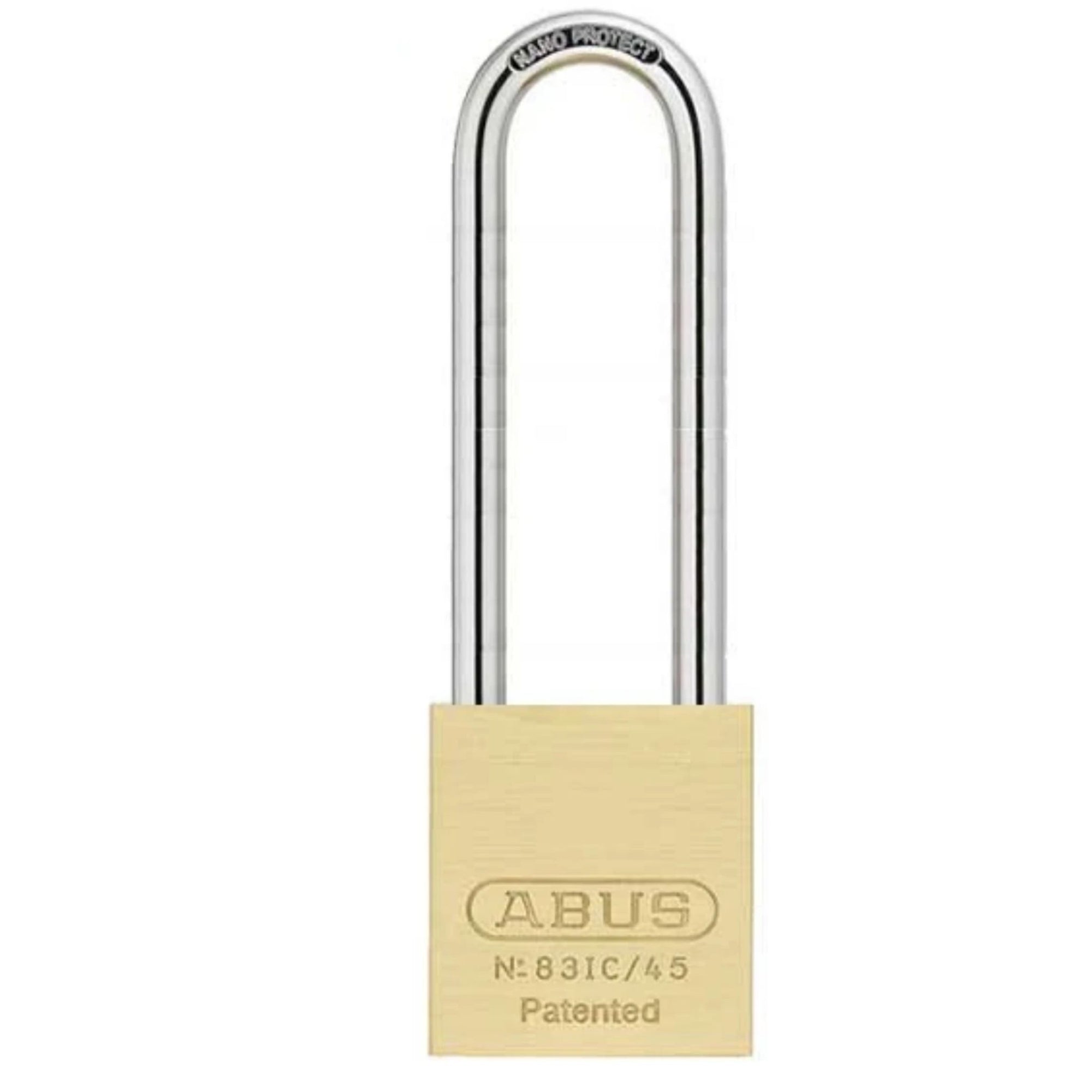 Abus 83IC/45 Brass Padlock Prepped for Small Format IC Cylinder with 6-Inch Shackle - The Lock Source
