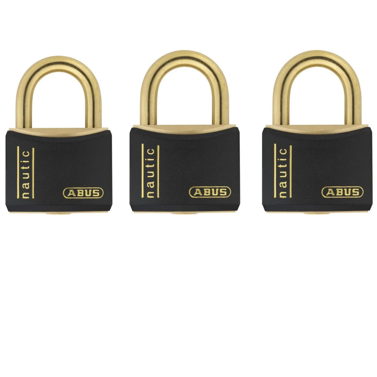 Abus T84MB/30 KAx3 Weatherproof Brass Padlocks Keyed Alike in Set-of-3 Nautic Locks - The Lock Source
