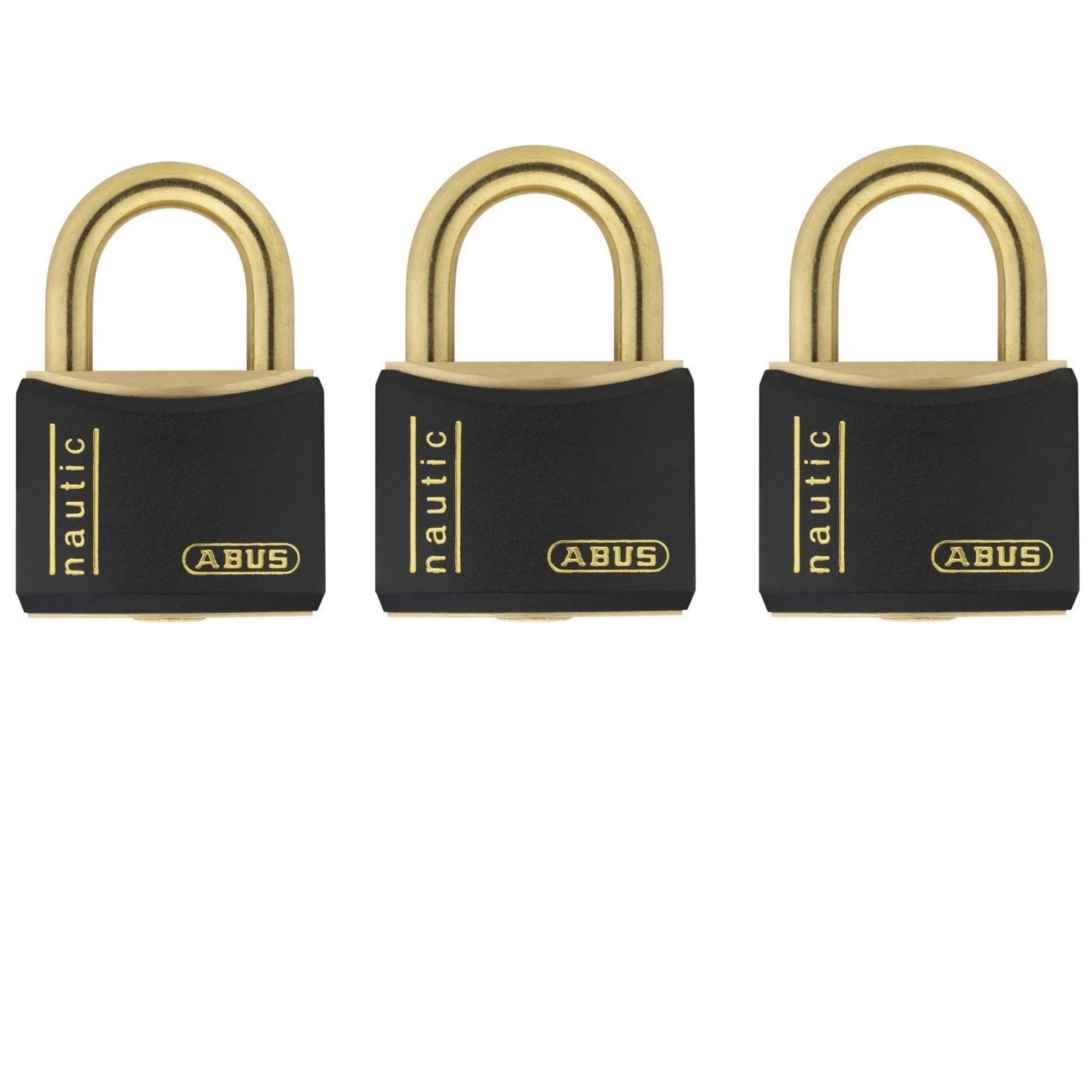 Abus T84MB/30 KAx3 Weatherproof Brass Padlocks Keyed Alike in Set-of-3 Nautic Locks - The Lock Source