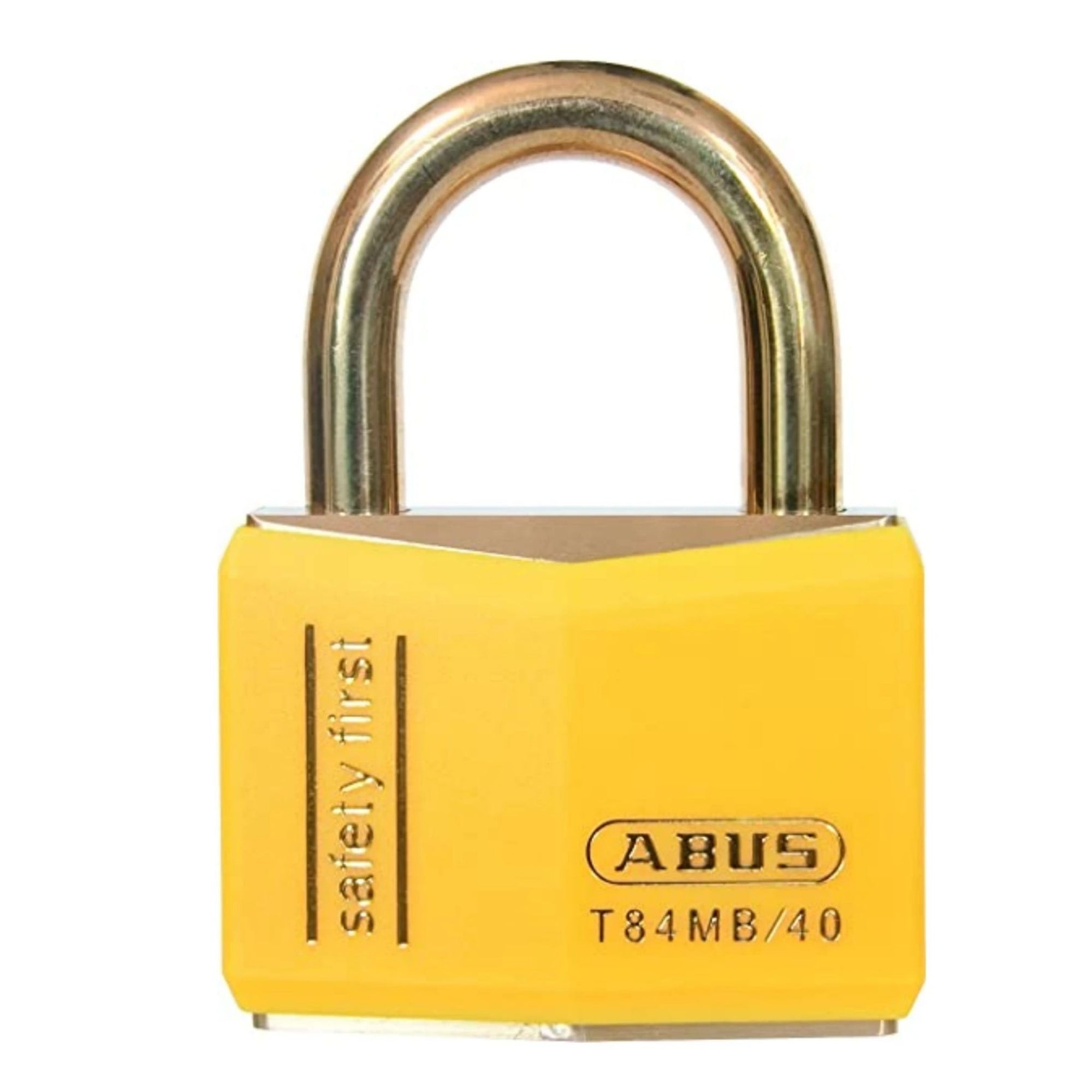 Abus T84MB/40 B KA Yellow Weatherproof Brass Padlock - The Lock Source