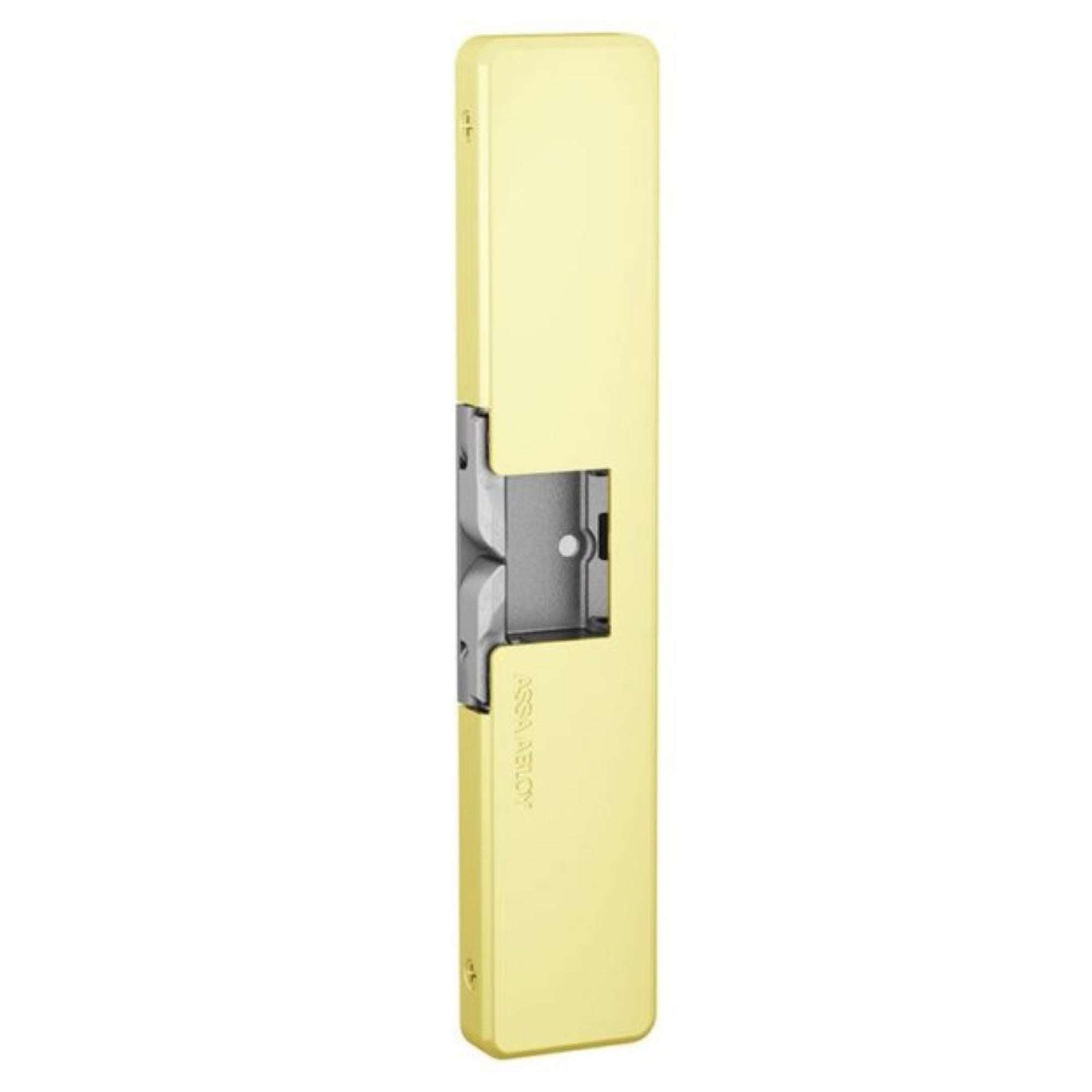 HES 9400-605-LBSM Slim Line Surface Mounted Electric Strike With Latchbolt Strike Monitor, Bright Brass for Rim Exit Devices - The Lock Source