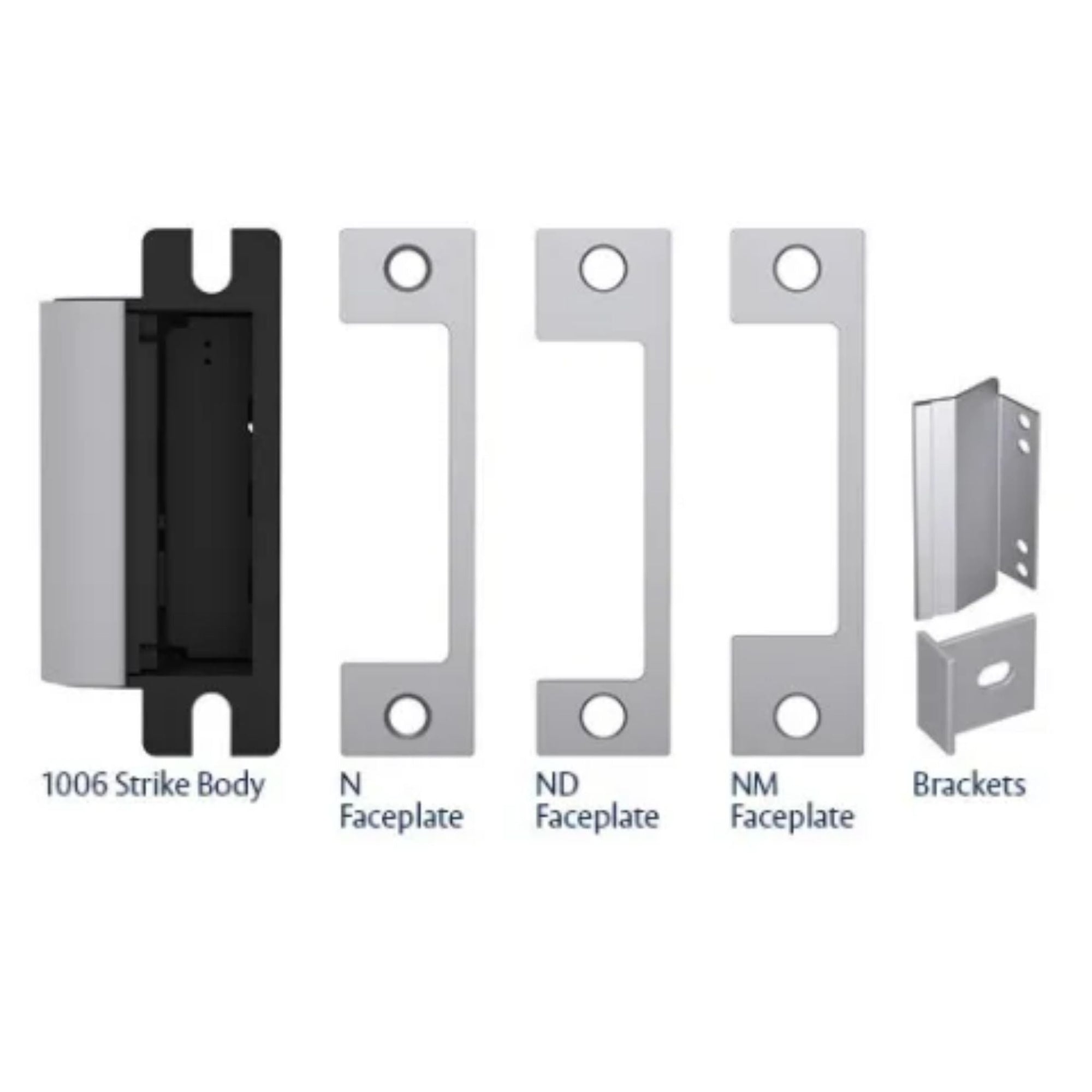 HES 1006CAS 630 Complete Pac Electric Strike Includes 1006 Strike Body, 3 Faceplates (N, ND-Option & NM-Option) and All Mounting Hardware Satin Stainless Steel Electric Strikes Fail Secure or Fail Safe Strikes - The Lock Source