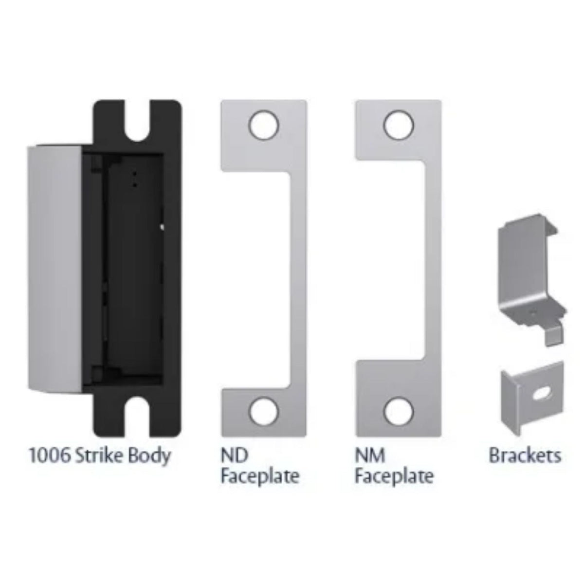 HES 1006CDB 630 Complete Pac Electric Strike Includes 1006 Strike Body, 2 Faceplates (ND-Option &amp; NM-Option) and All Mounting Hardware Satin Stainless Steel Electric Strikes Fail Secure or Fail Safe Strikes - The Lock Source