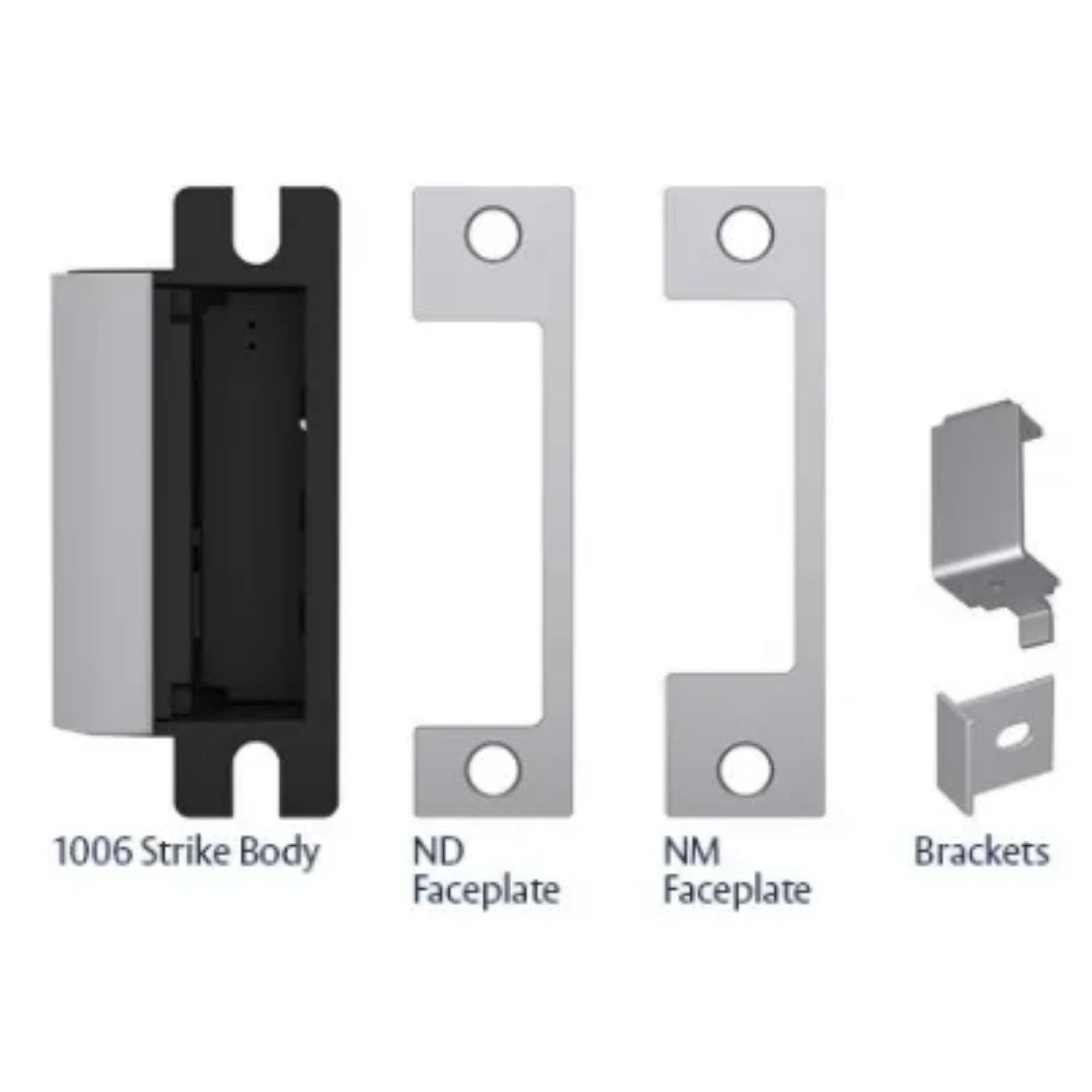 HES 1006CDB 630 Complete Pac Electric Strike Includes 1006 Strike Body, 2 Faceplates (ND-Option & NM-Option) and All Mounting Hardware Satin Stainless Steel Electric Strikes Fail Secure or Fail Safe Strikes - The Lock Source