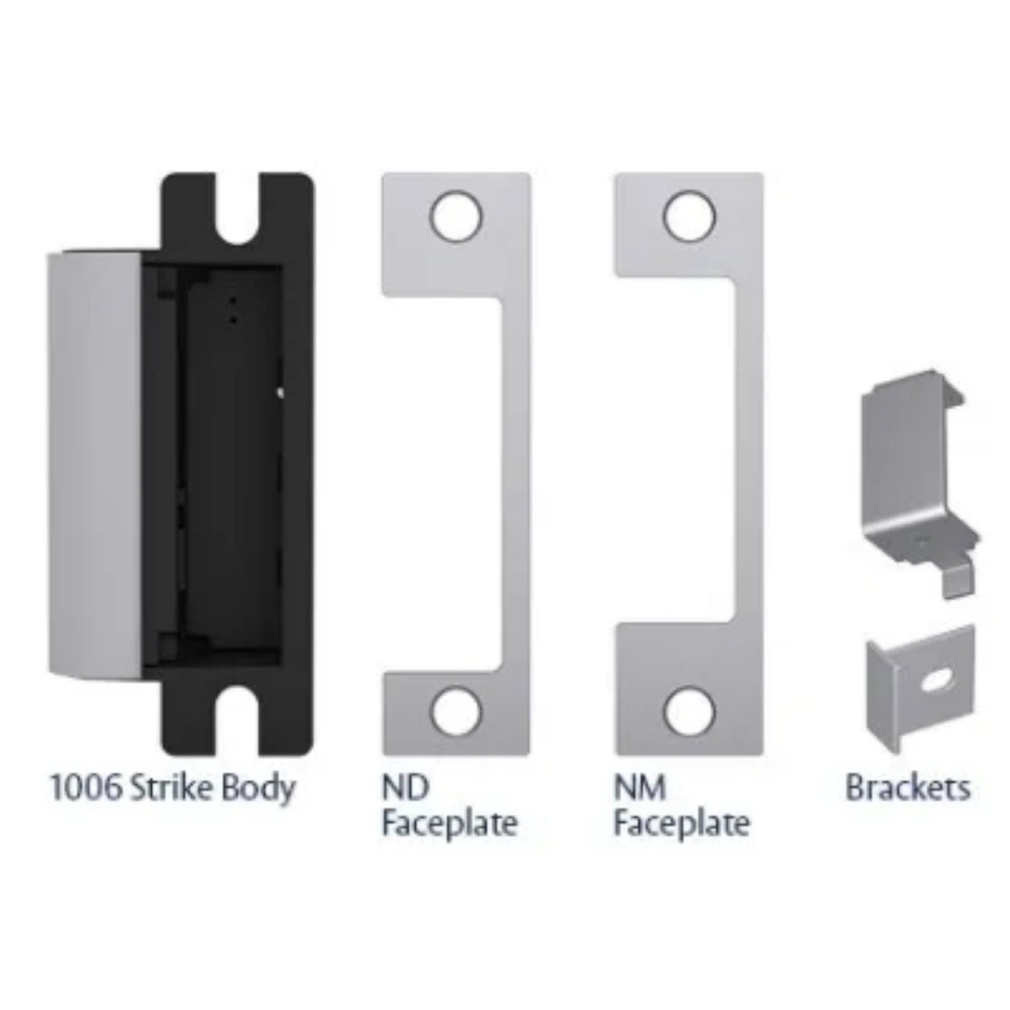 HES 1006CDB 630 Complete Pac Electric Strike Includes 1006 Strike Body, 2 Faceplates (ND-Option & NM-Option) and All Mounting Hardware Satin Stainless Steel Electric Strikes Fail Secure or Fail Safe Strikes - The Lock Source