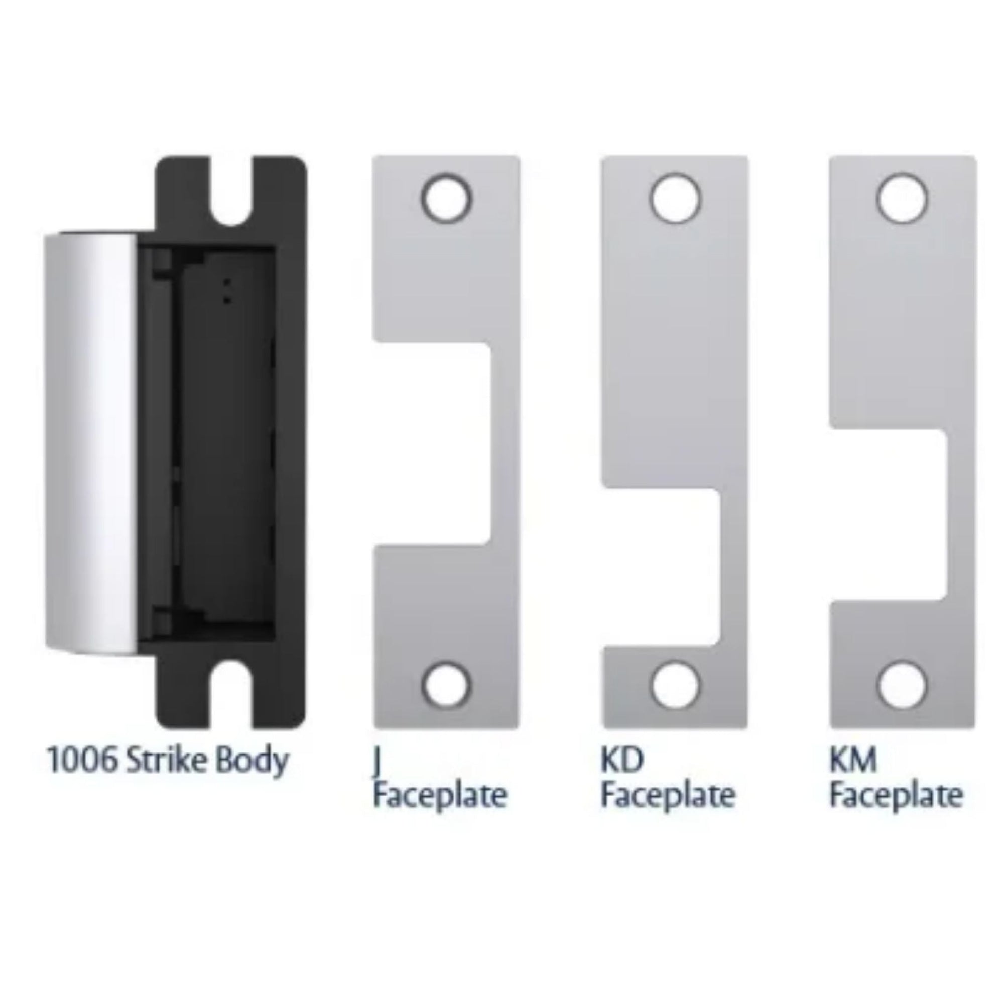 HES 1006CLB 630 Complete Pac Electric Strike Includes 1006 Strike Body, 3 Faceplates (J-Option, KD-Option & KM-Option) and All Mounting Hardware Satin Stainless Steel Electric Strikes Fail Secure or Fail Safe Strikes - The Lock Source