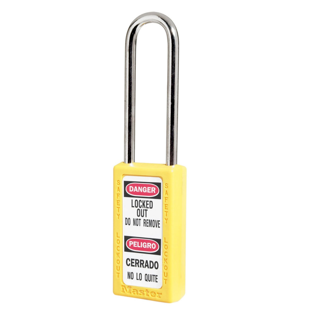Master Lock No. 411LT Yellow Zenex Safety Lockout Lock with 3-Inch Shackle - The Lock Source