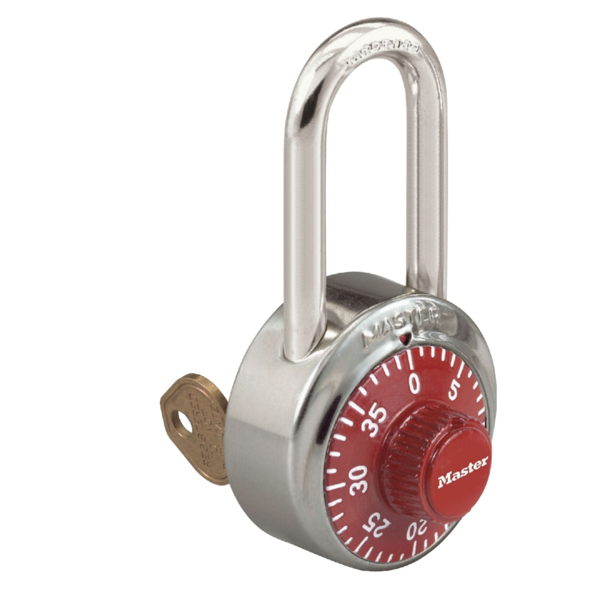 Master Lock 1525LH RED V70 Red Dial Combination Locker Padlock with Key Override - The Lock Source