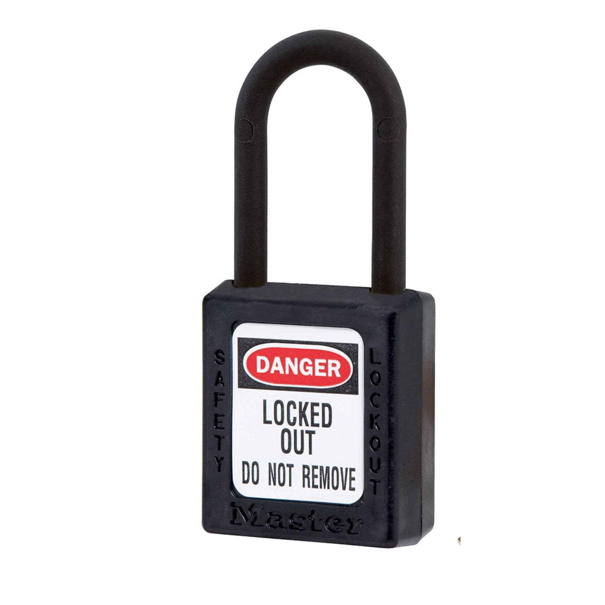 Master Lock 406MKBLK Black Zenex Safety Padlock with Nylon Covered Shackle - The Lock Source