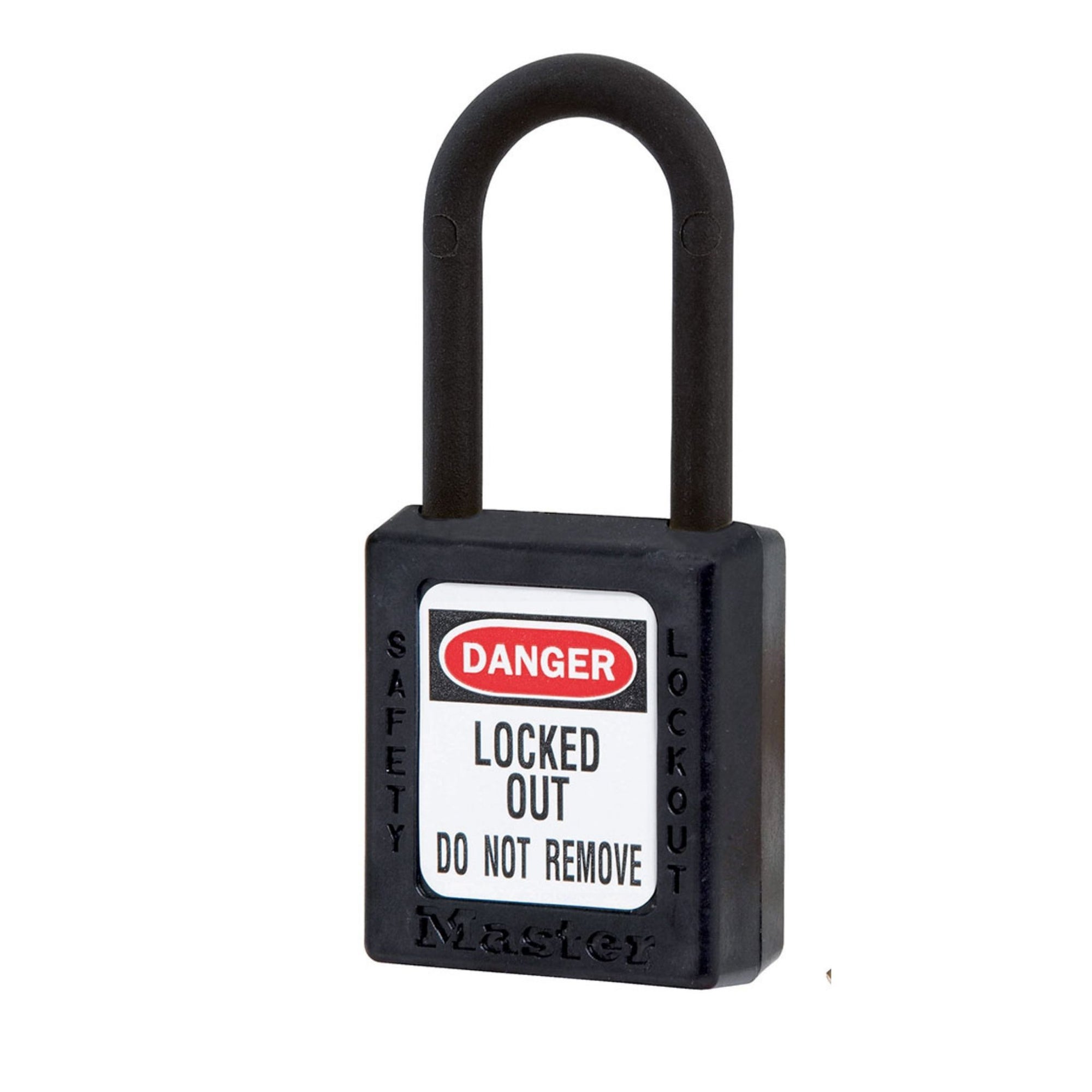 Master Lock 406BLK Black Zenex Safety Padlock with Nylon Covered Shackle - The Lock Source