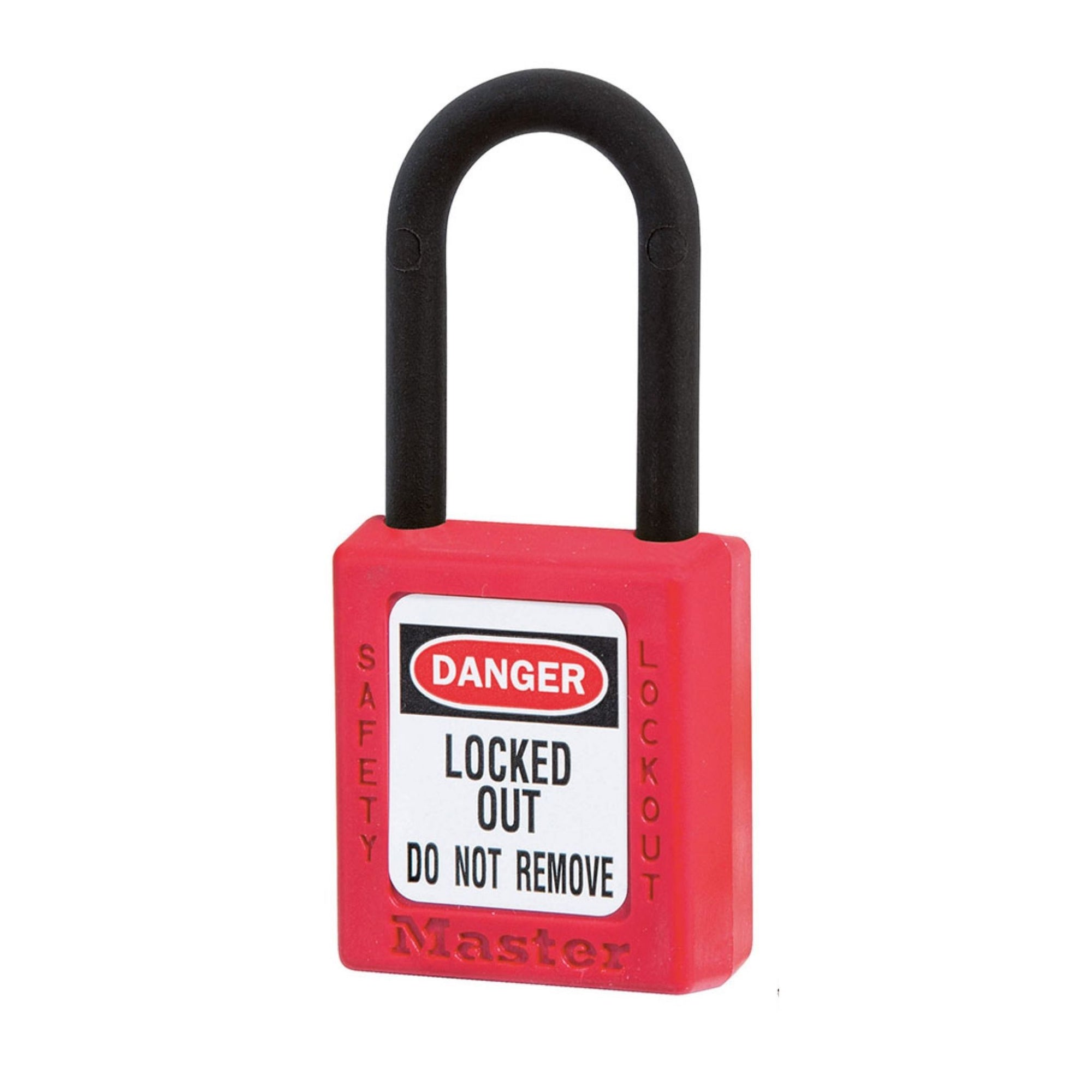 Master Lock 406KARED Red Zenex Safety Padlock with Nylon Covered Shackle - The Lock Source